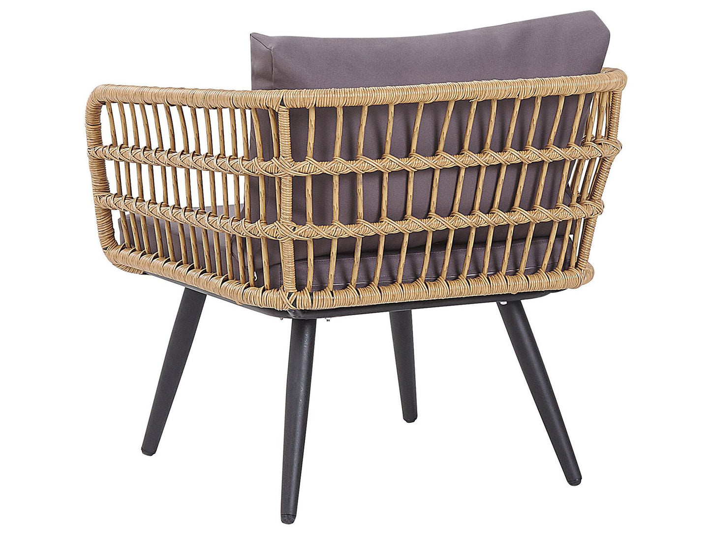 Garden Lounge Set with Table 4 Seater FOBELLO PE Rattan Beige