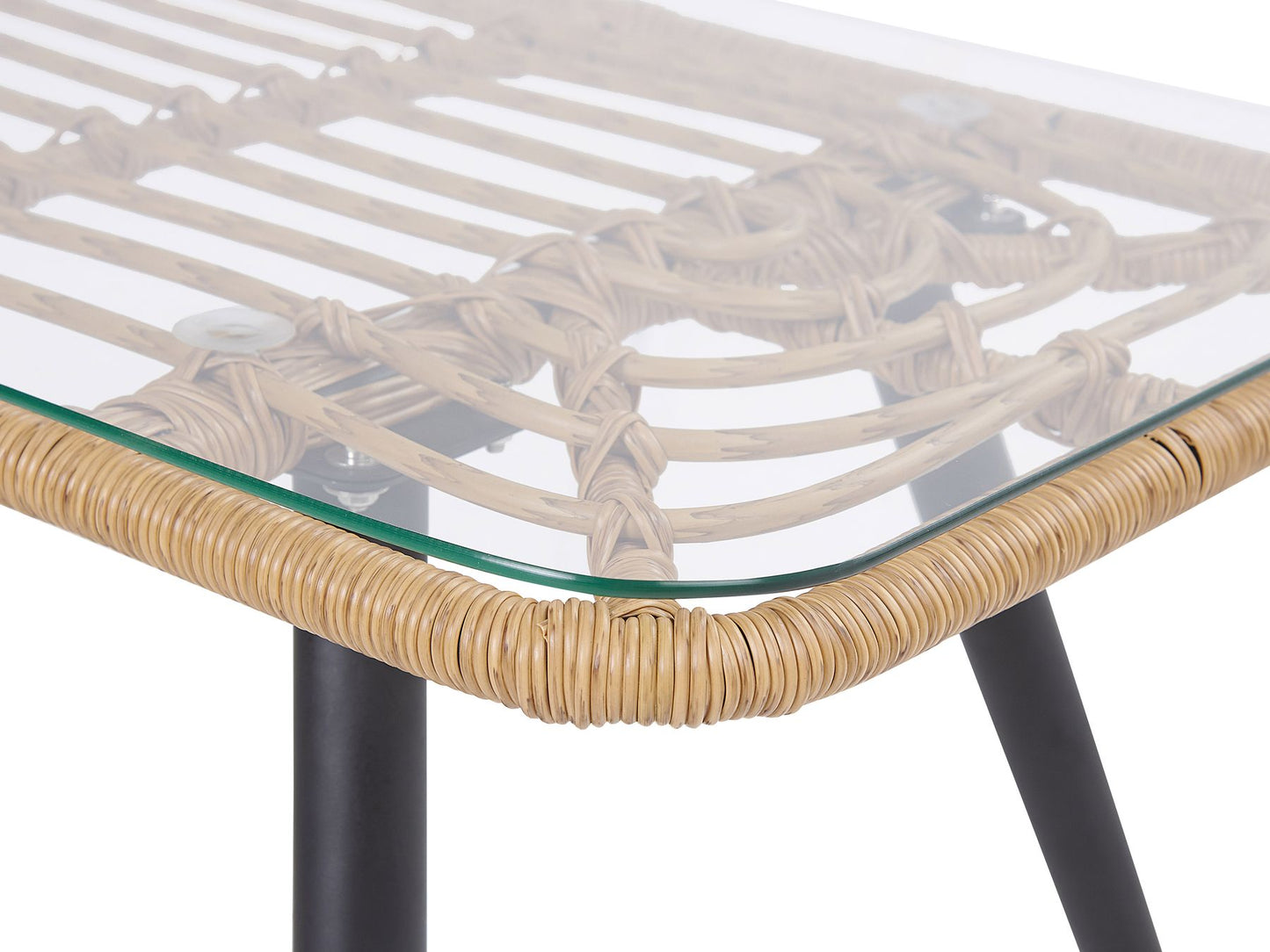 Garden Lounge Set with Table 4 Seater FOBELLO PE Rattan Beige