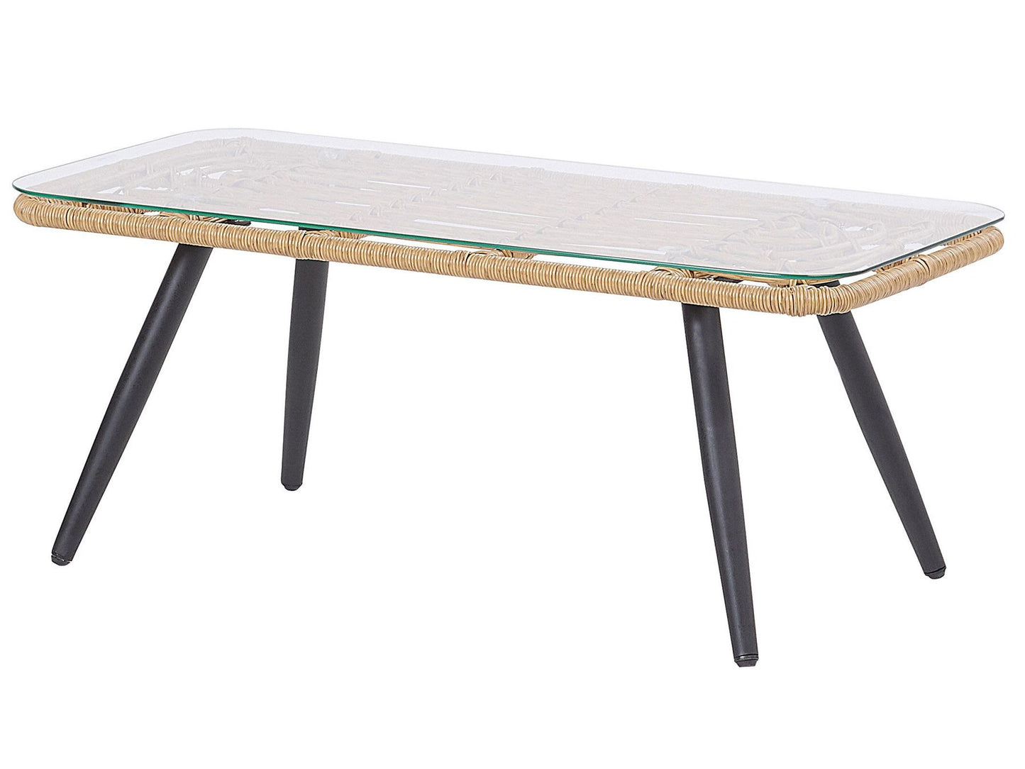 Garden Lounge Set with Table 4 Seater FOBELLO PE Rattan Beige