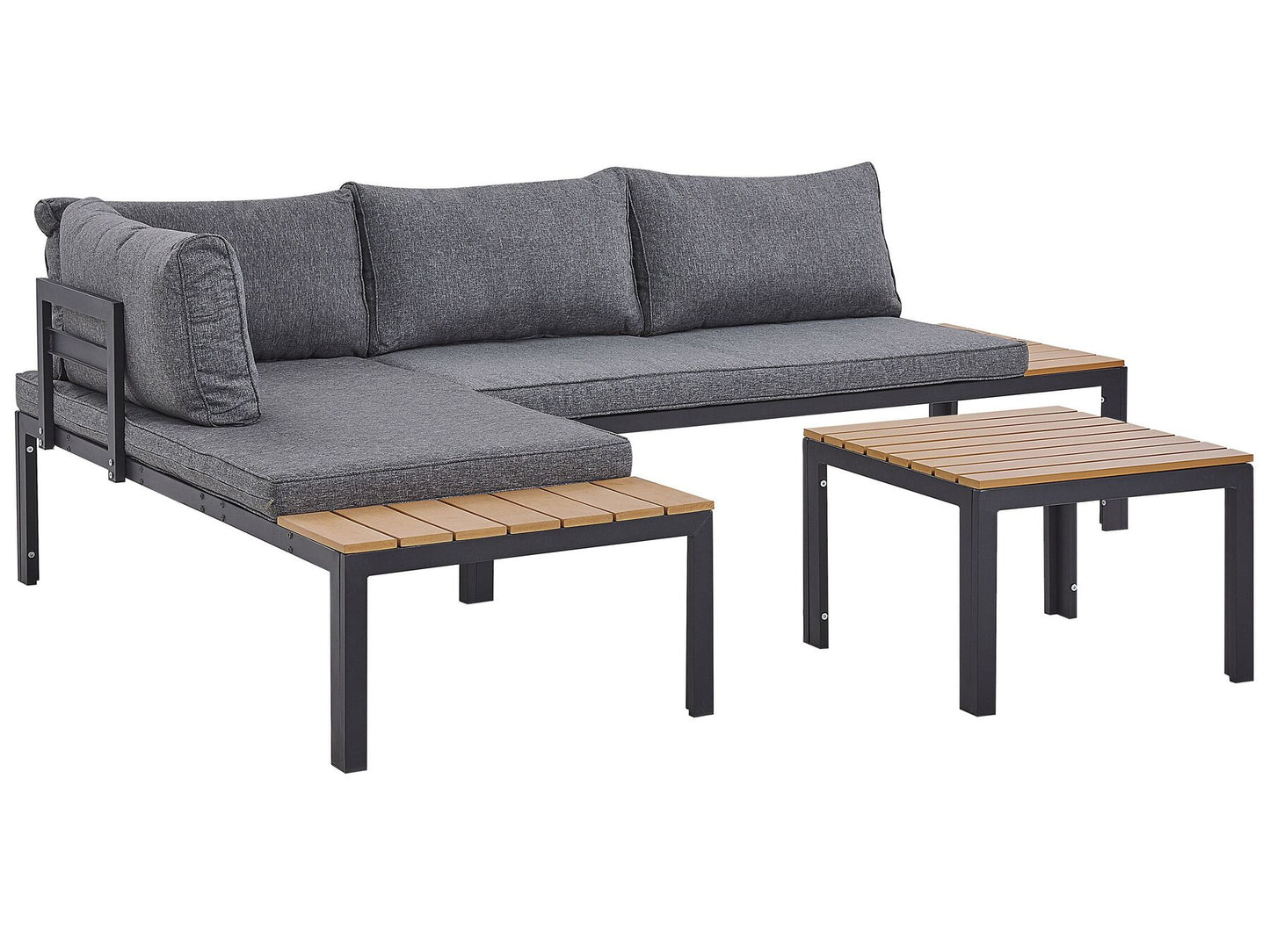 Garden Corner Sofa with Table 4 Seater PIENZA Right Hand Modular Grey