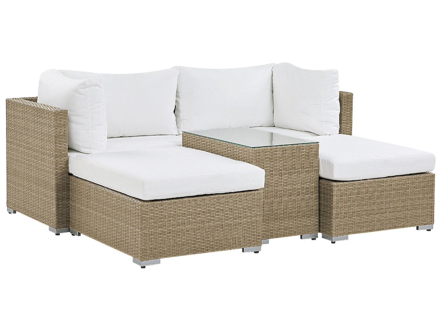 Garden Lounge Set with Table 2 Seater NOTO Modular PE Rattan Light Brown