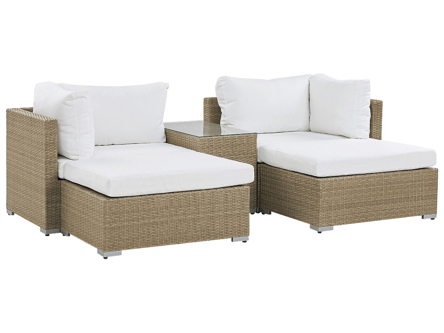 Garden Lounge Set with Table 2 Seater NOTO Modular PE Rattan Light Brown