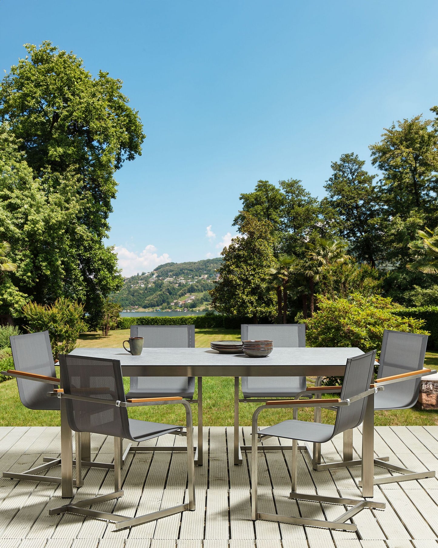Set of 6 Garden Chairs COSOLETO Stainless Steel Grey