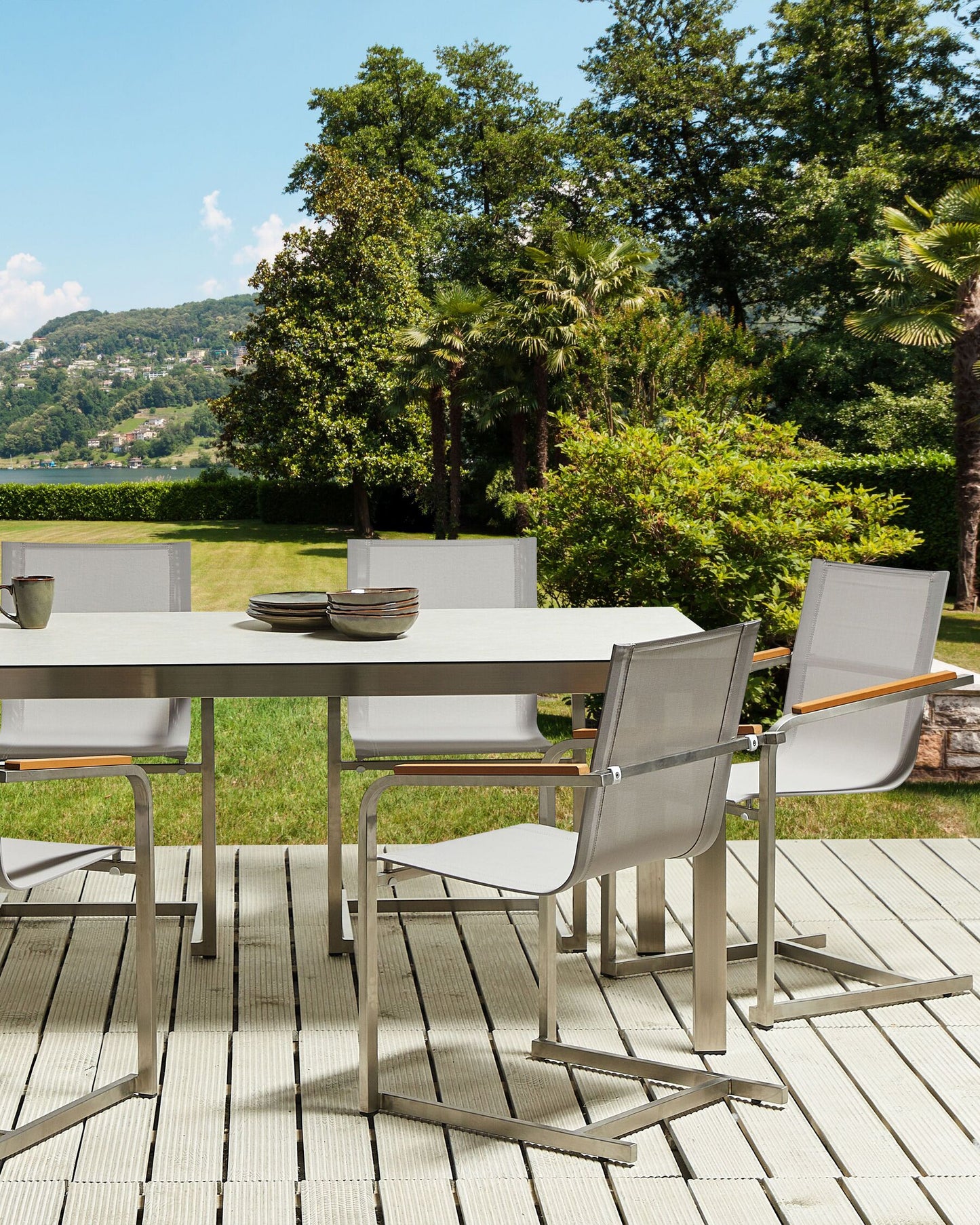 Set of 2 Garden Chairs COSOLETO Stainless Steel Beige