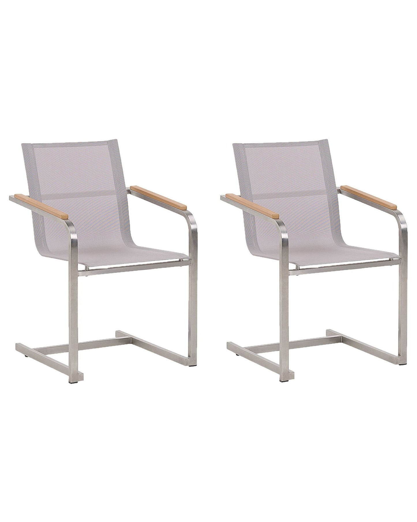 Set of 2 Garden Chairs COSOLETO Stainless Steel Beige