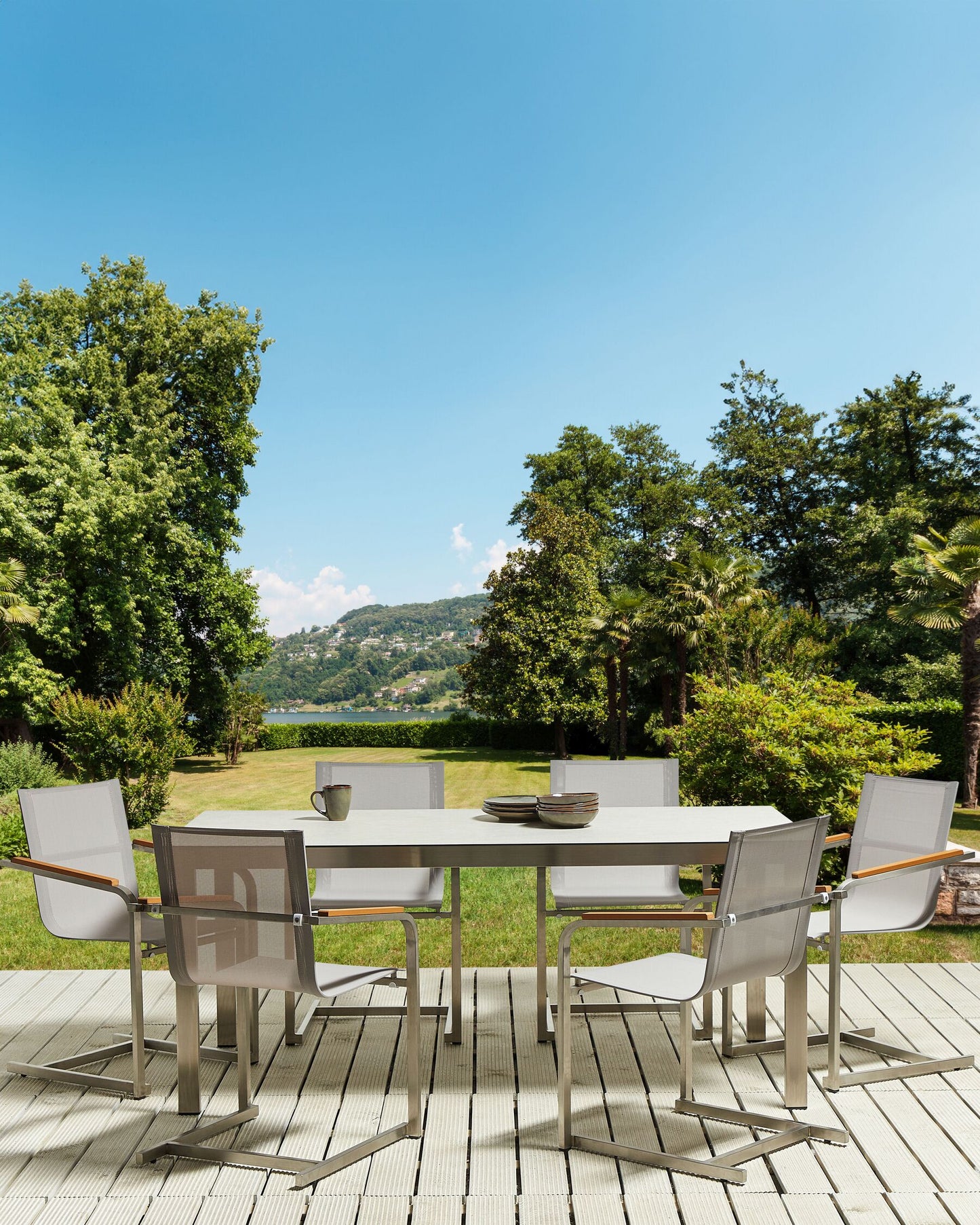 Set of 6 Garden Chairs COSOLETO Stainless Steel Beige
