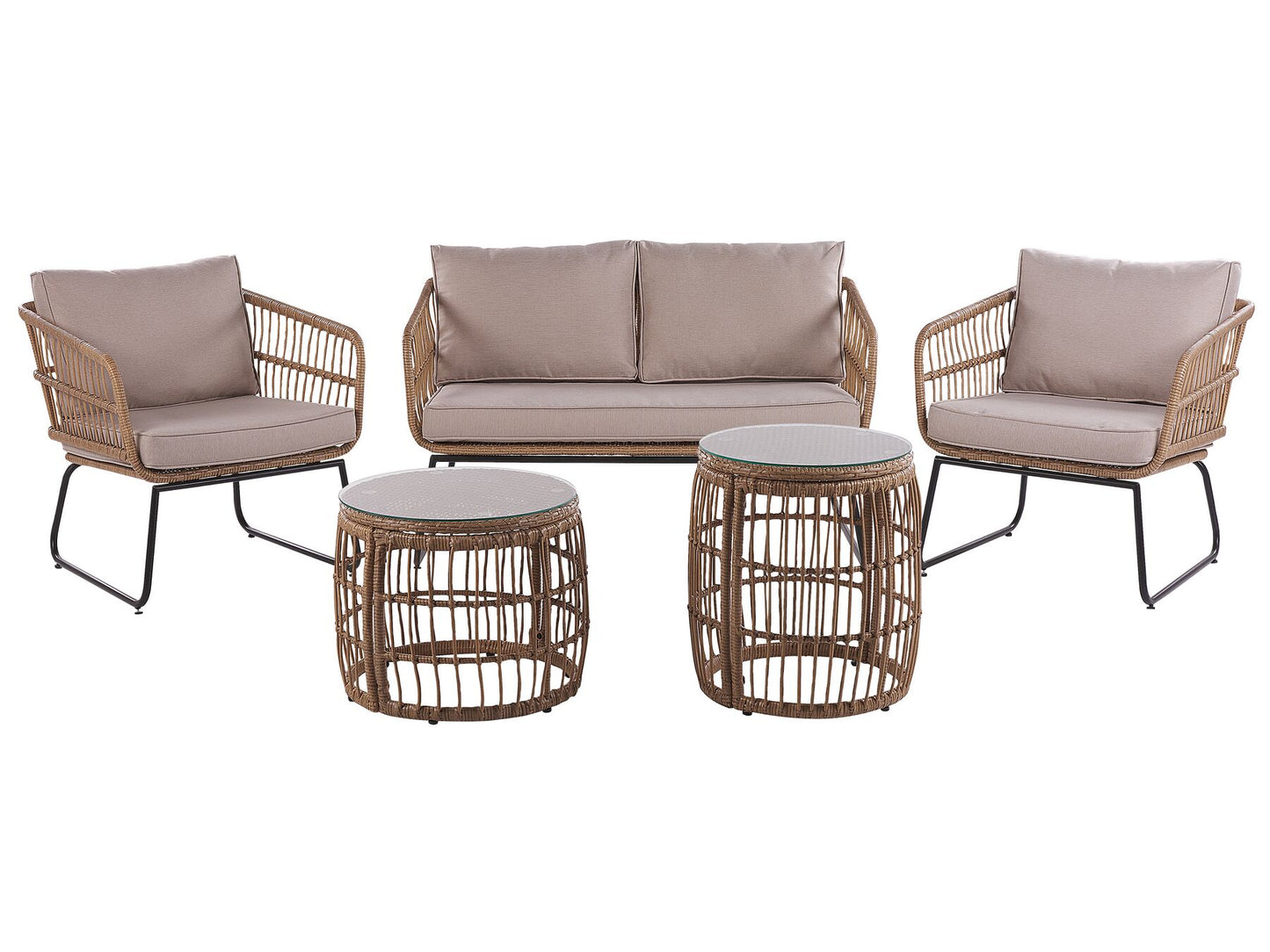 Garden Lounge Set with Table 4 Seater RAVELLO PE Rattan Natural
