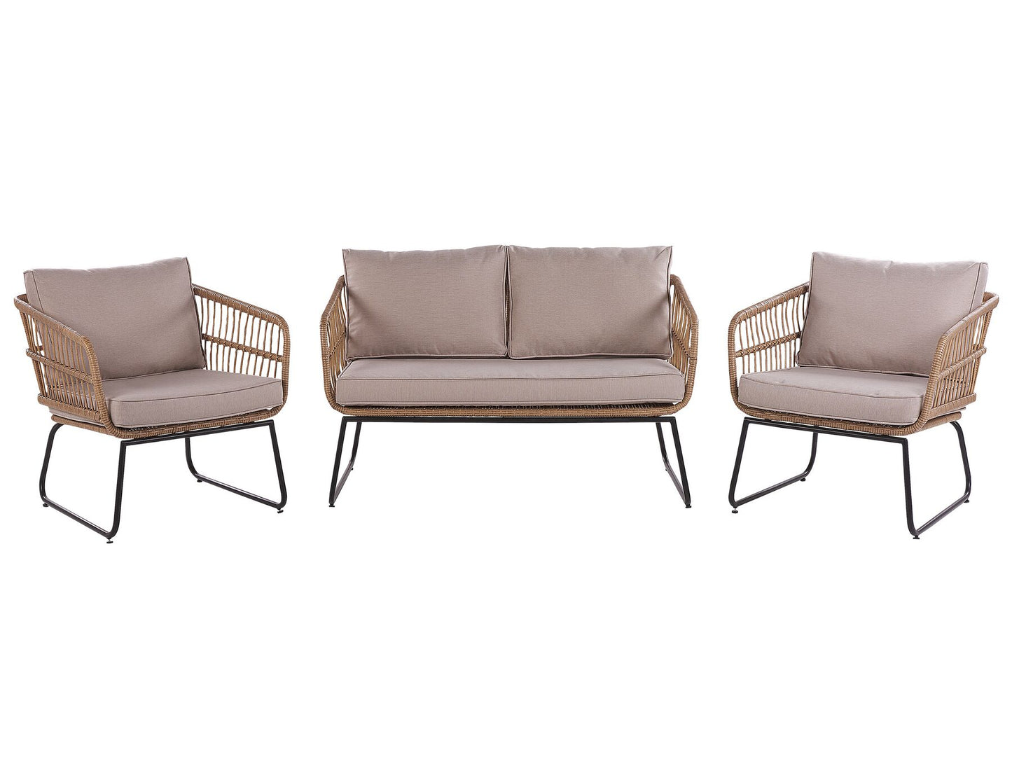 Garden Lounge Set with Table 4 Seater RAVELLO PE Rattan Natural