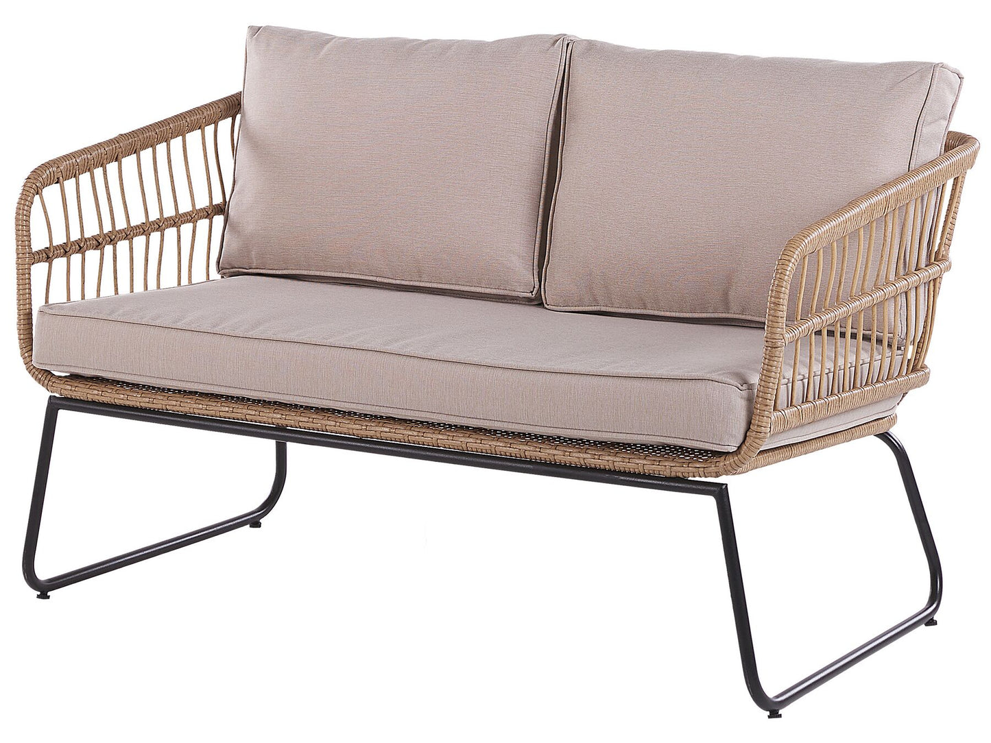 Garden Lounge Set with Table 4 Seater RAVELLO PE Rattan Natural