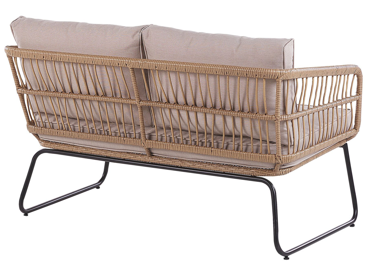 Garden Lounge Set with Table 4 Seater RAVELLO PE Rattan Natural