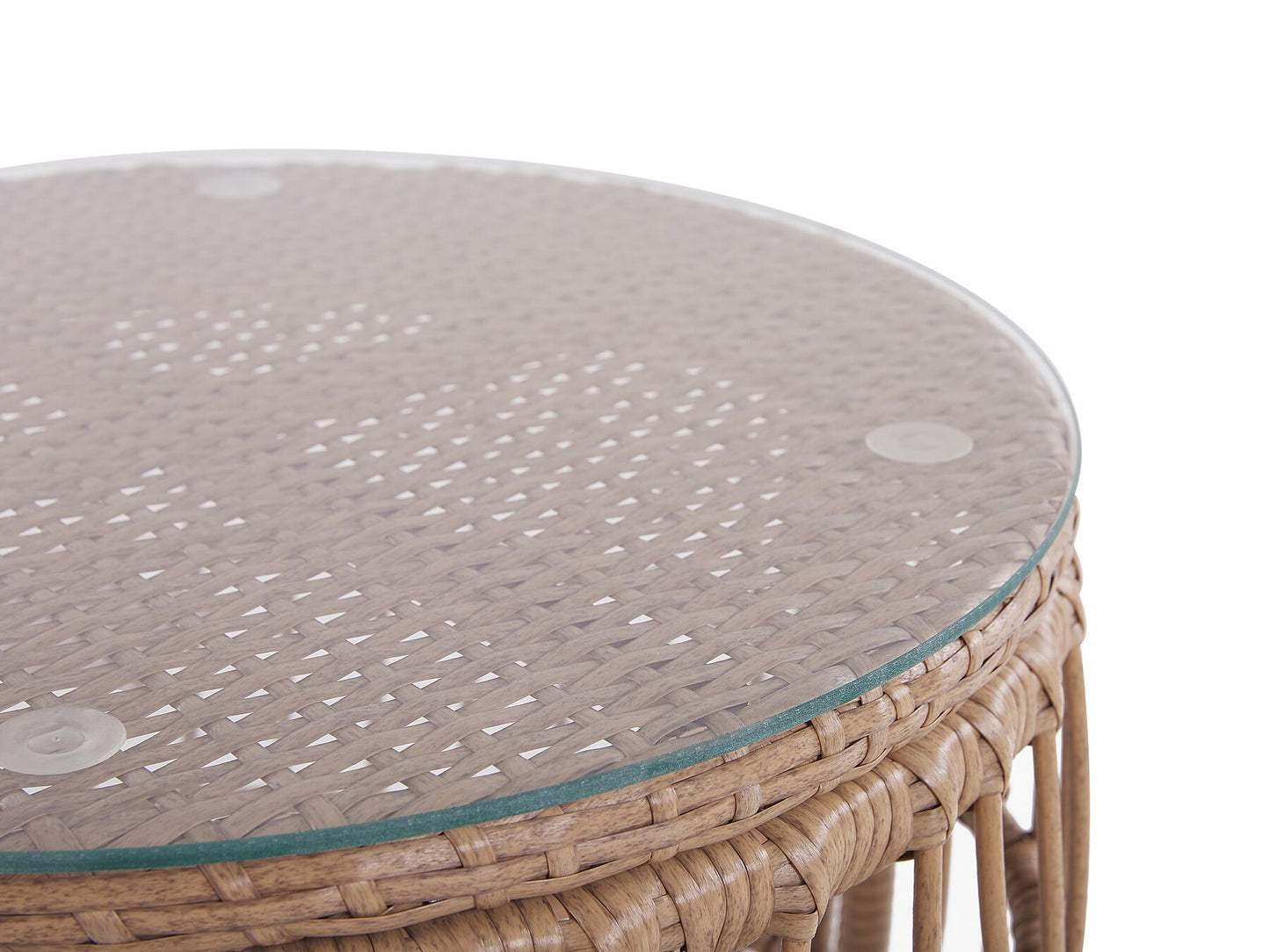 Garden Lounge Set with Table 4 Seater RAVELLO PE Rattan Natural