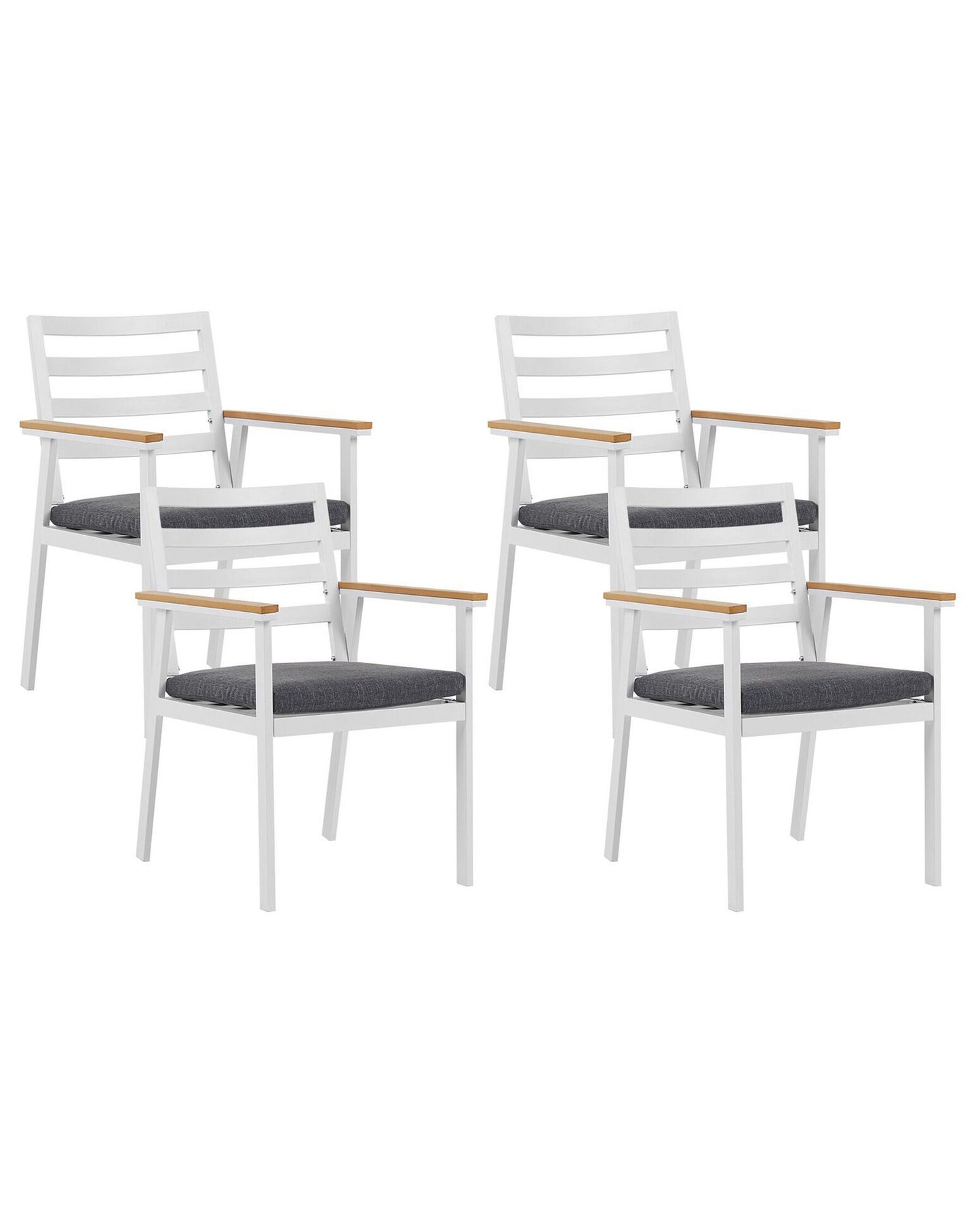 Set of 4 Garden Chairs with Cushions CAVOLI Metal Grey