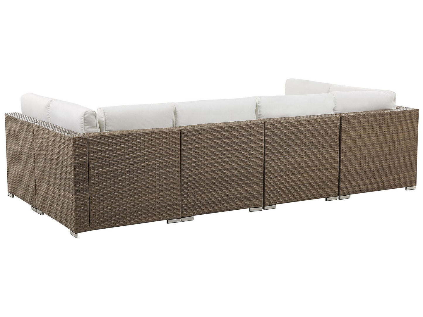 Garden Corner Sofa with Table 6 Seater BELVEDERE PE Rattan White
