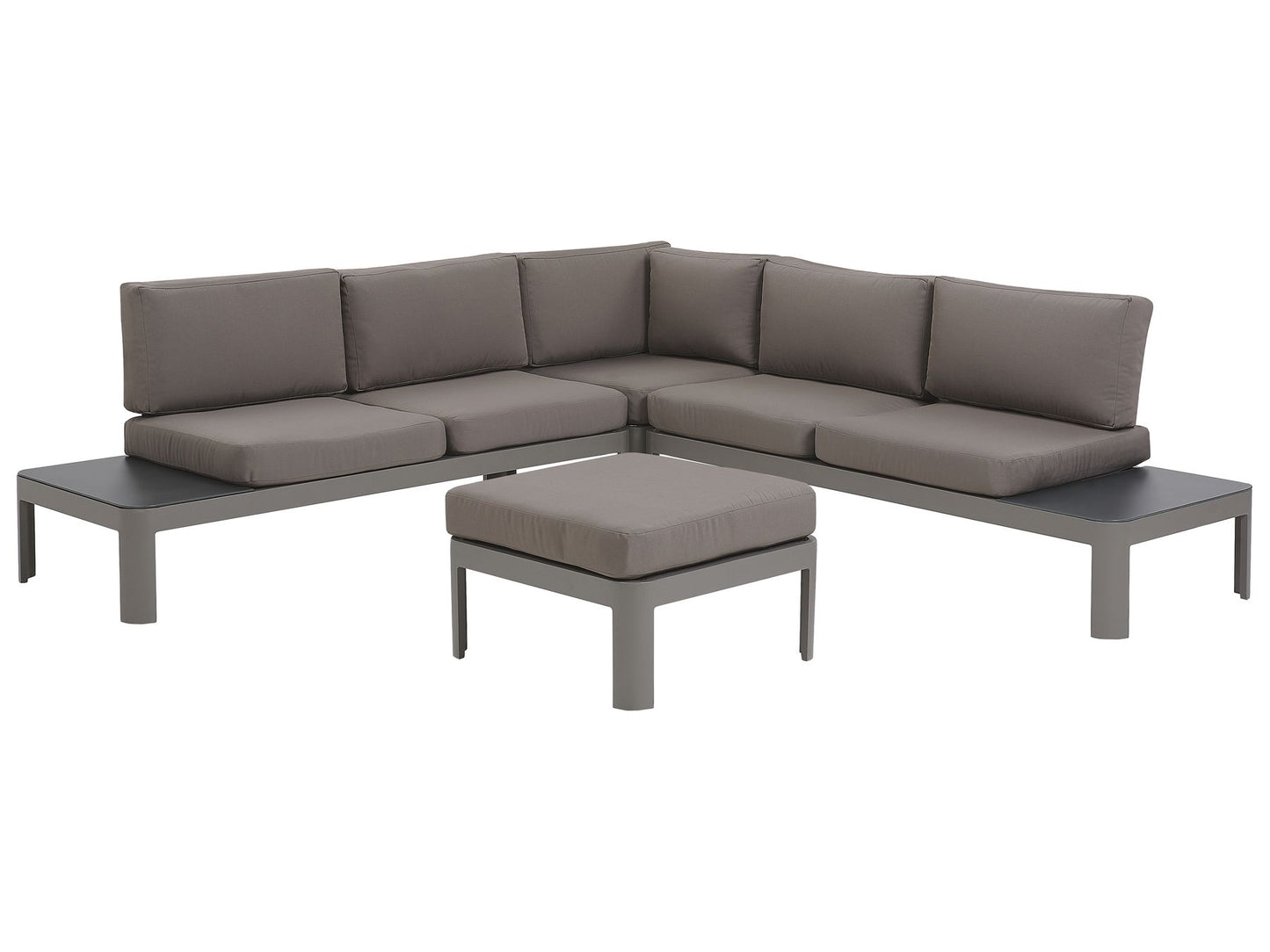Garden Corner Sofa with Ottoman 5 Seater FERENTINO Modular Metal Grey