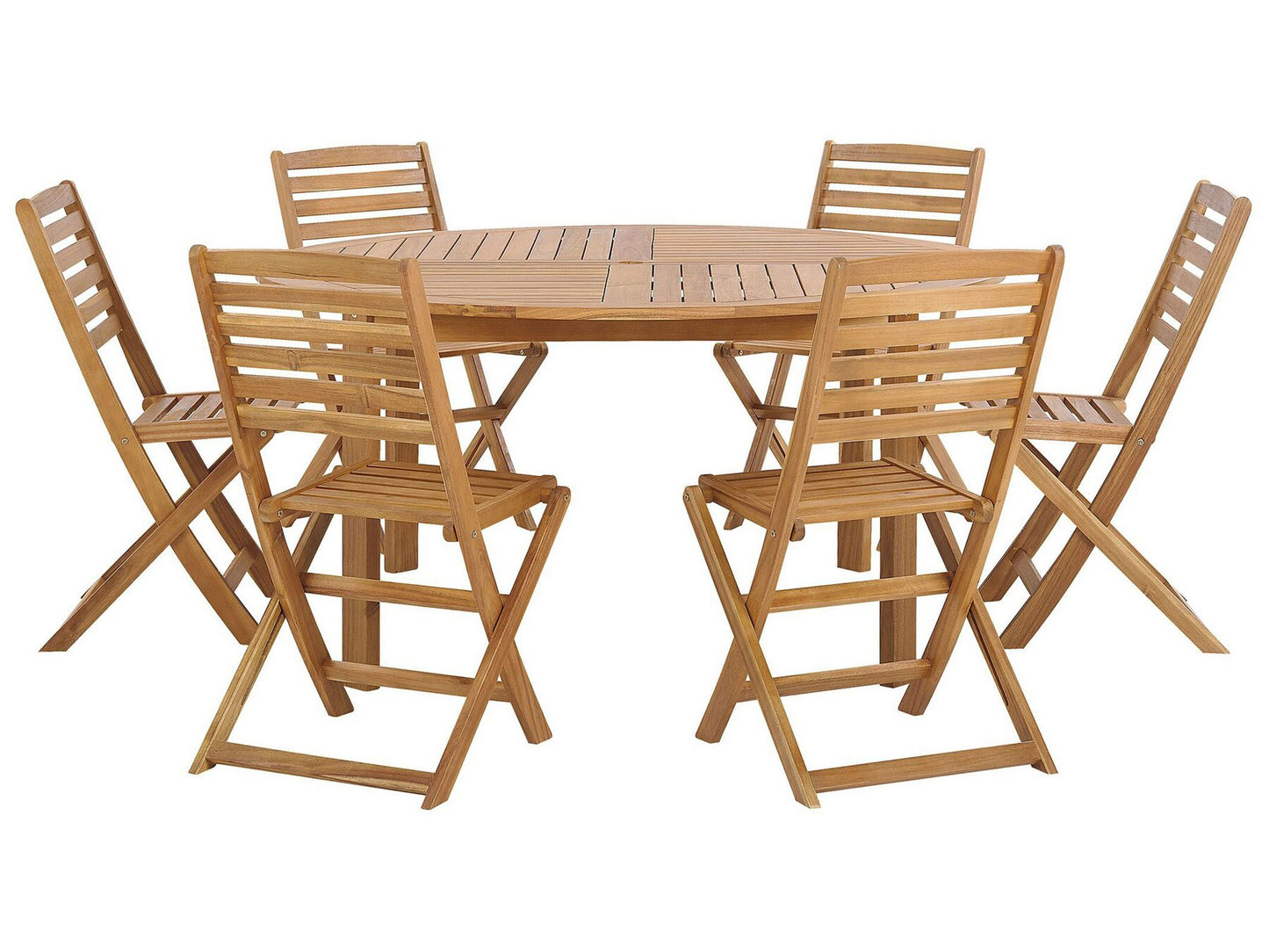 Garden Dining Set 6 Seater TOLVE Acacia Wood Brown