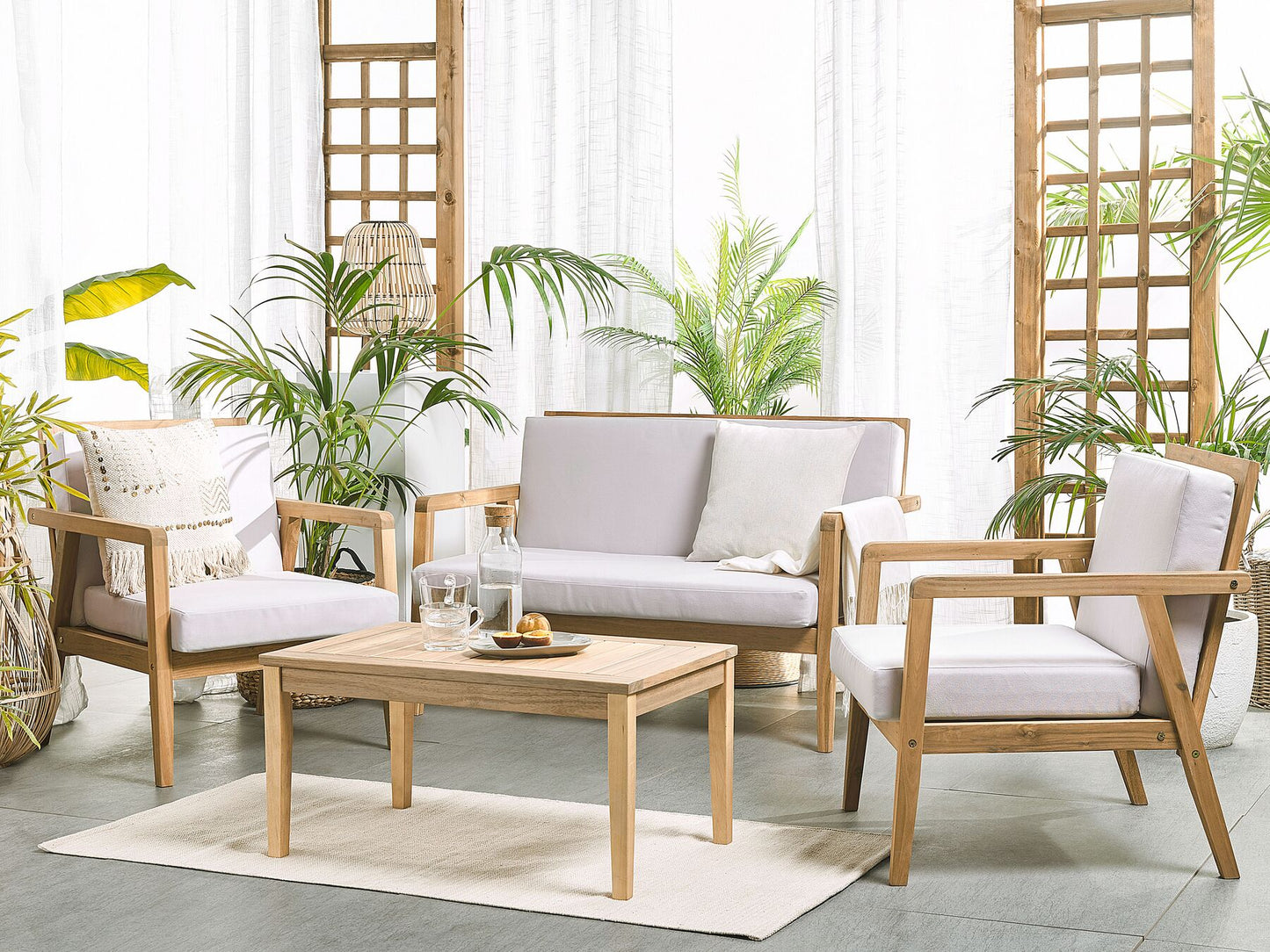 Garden Lounge Set with Table 4 Seater PALLANO Acacia Wood Taupe