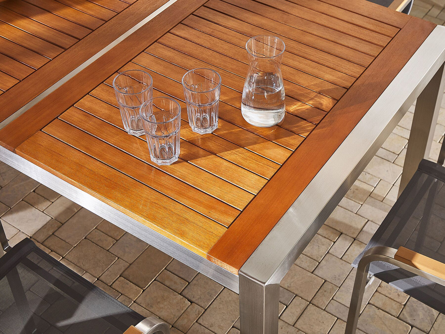 Garden Dining Set 8 Seater GROSSETO Eucalyptus Wood Brown/ White