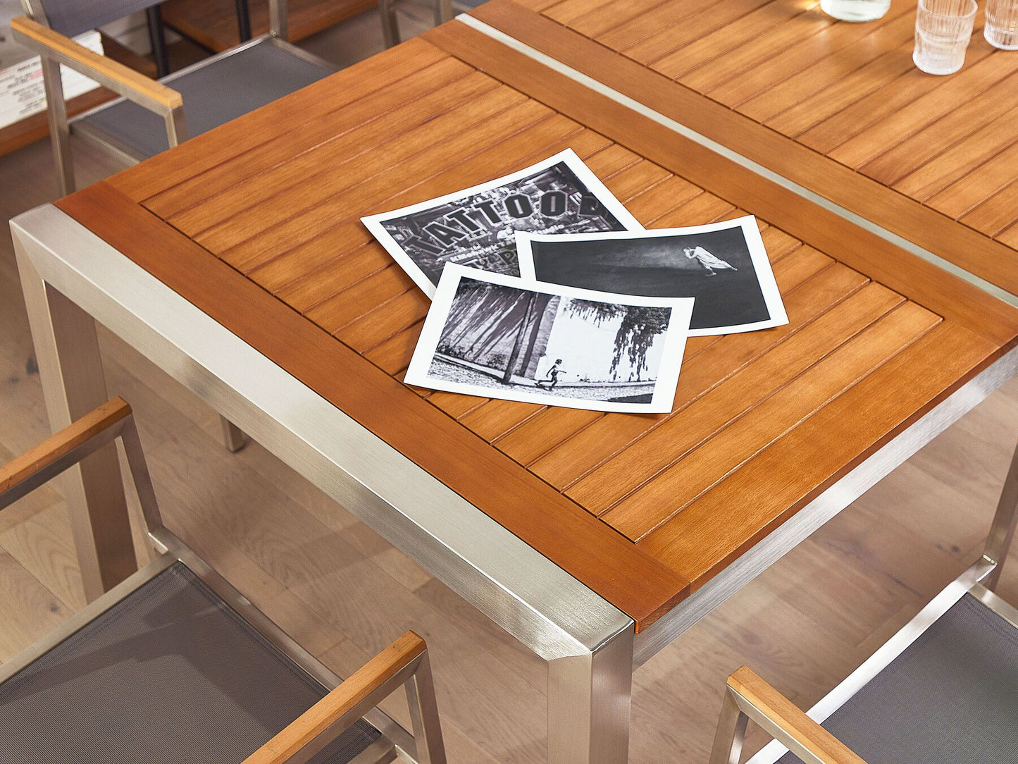 Garden Dining Set 8 Seater GROSSETO Eucalyptus Wood Brown/ Black