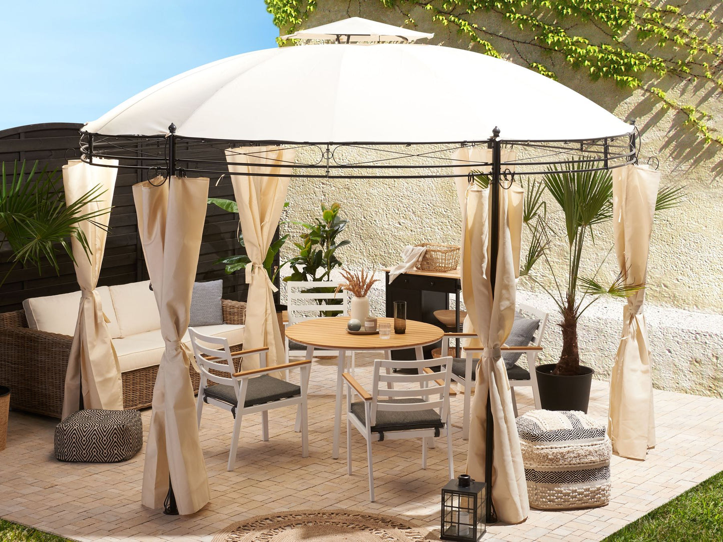 Set of 4 Garden Chairs with Cushions CAVOLI Metal Grey