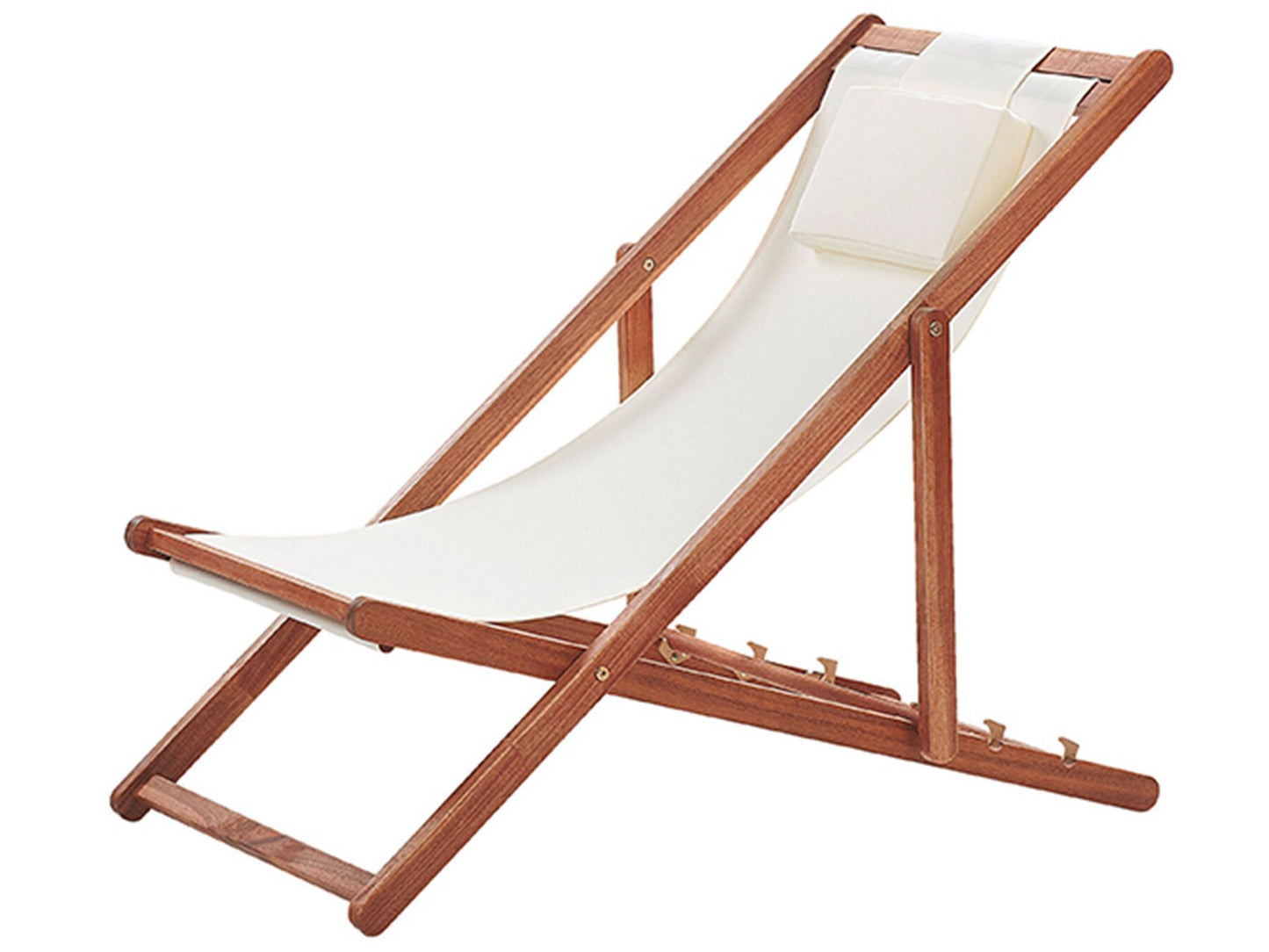 Folding Deck Chair AVELLINO Acacia Wood Off-White