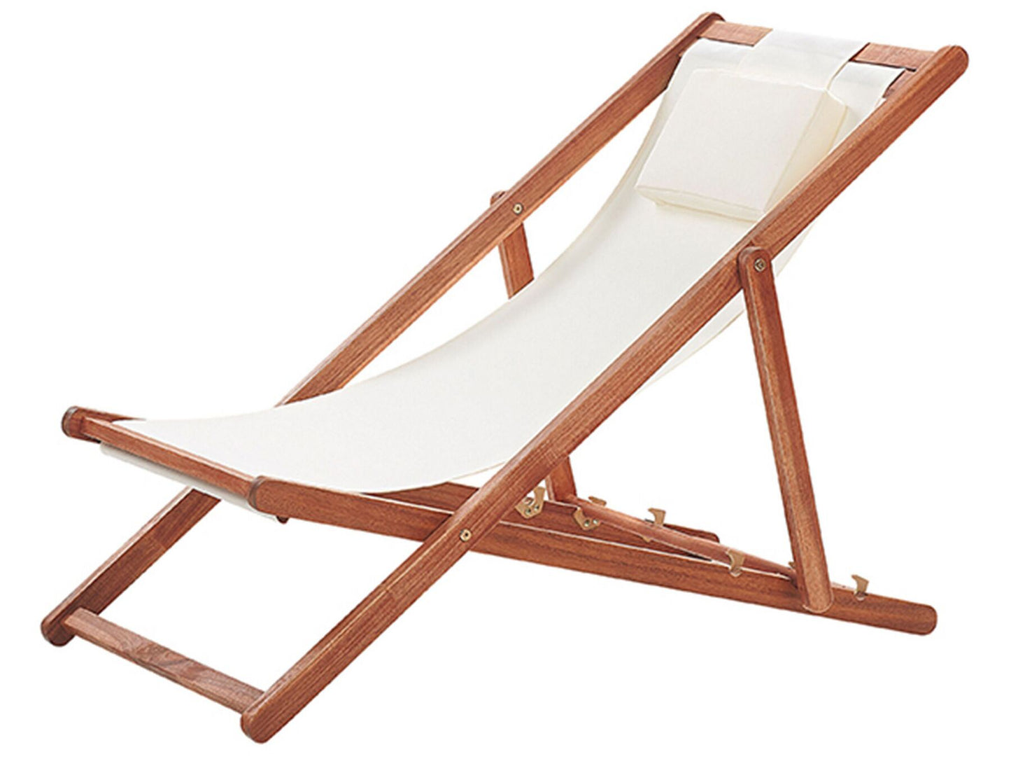 Folding Deck Chair AVELLINO Acacia Wood Off-White