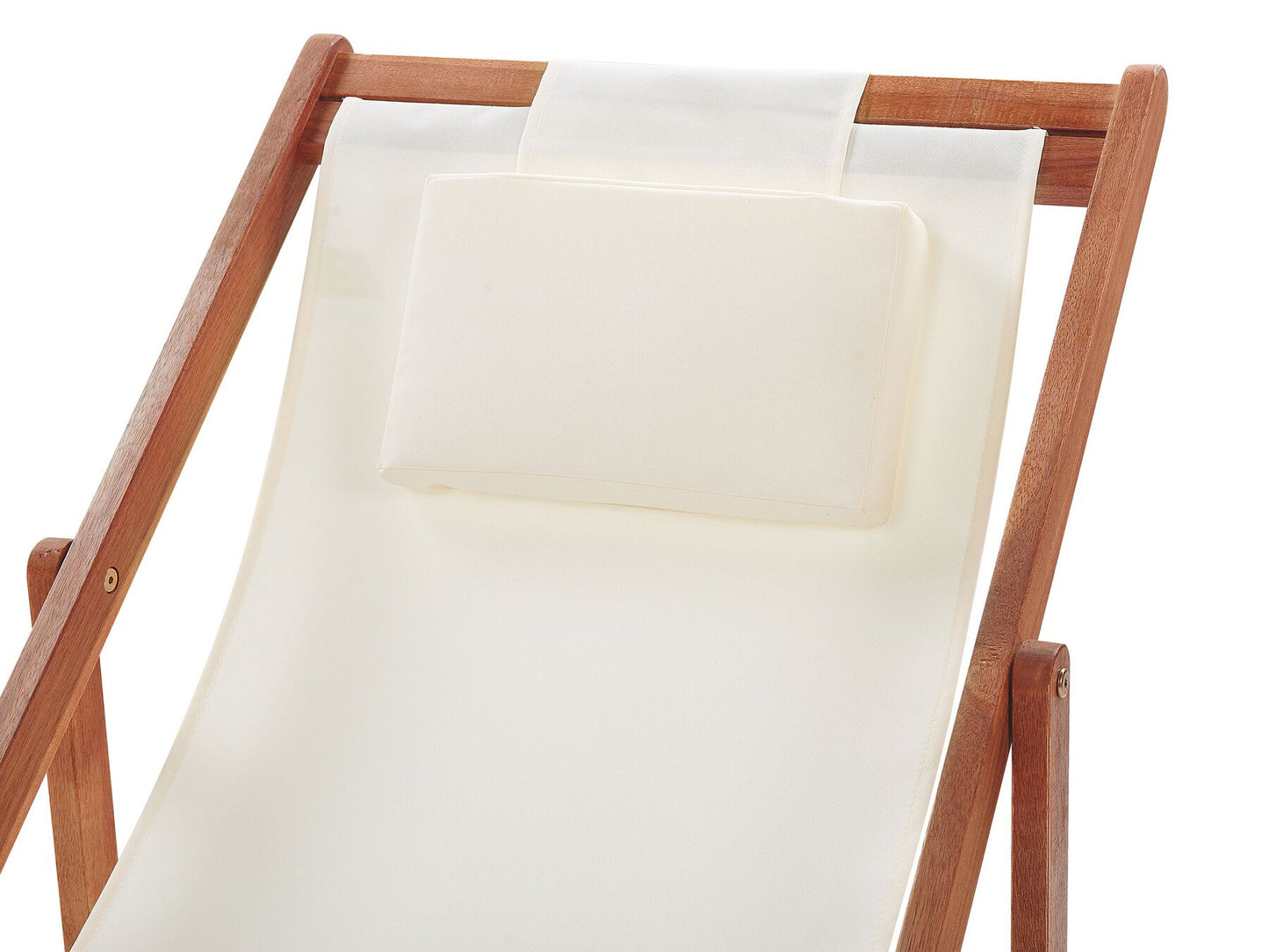 Folding Deck Chair AVELLINO Acacia Wood Off-White