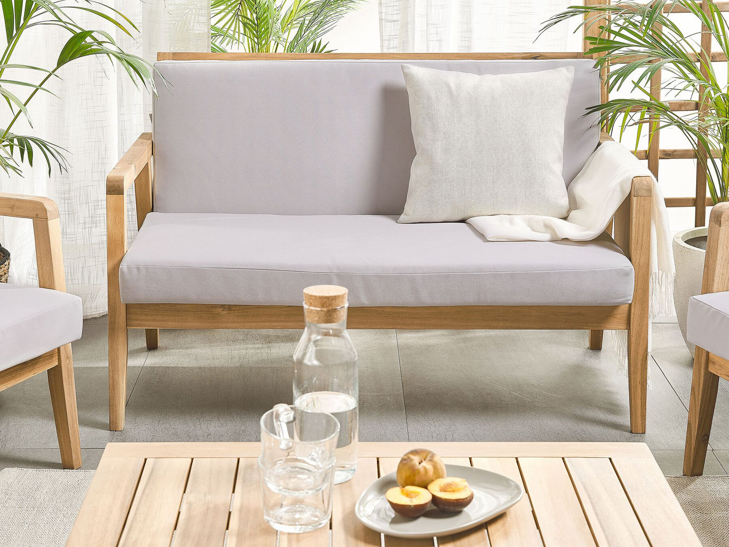 Garden Lounge Set with Table 4 Seater PALLANO Acacia Wood Taupe