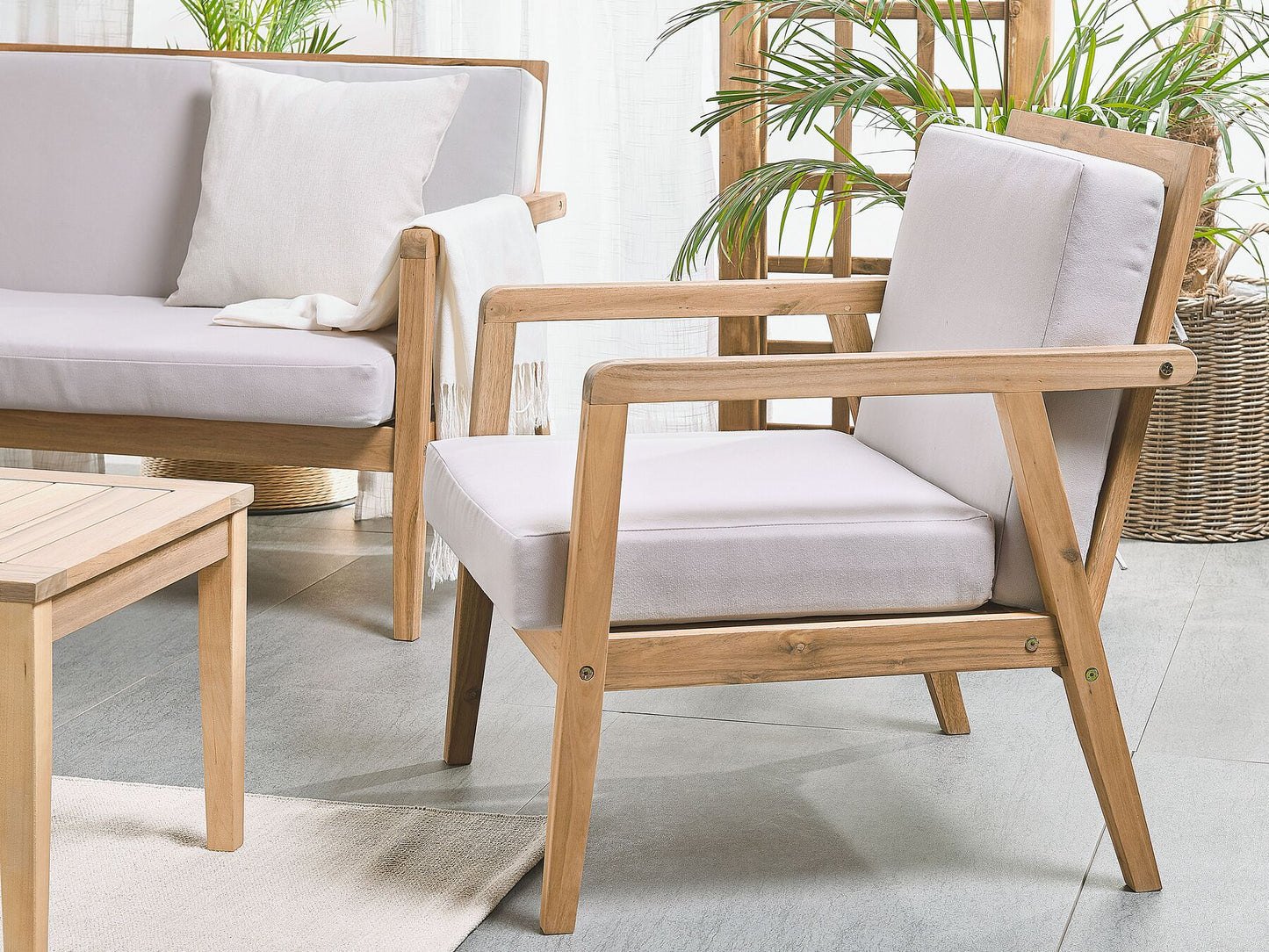 Garden Lounge Set with Table 4 Seater PALLANO Acacia Wood Taupe