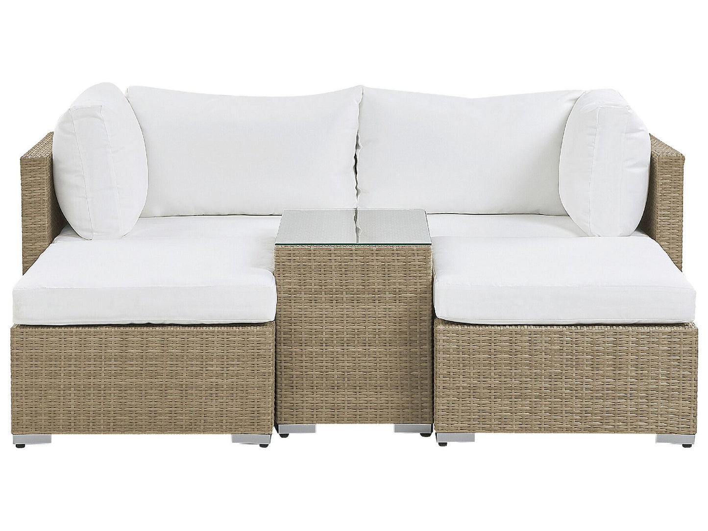 Garden Lounge Set with Table 2 Seater NOTO Modular PE Rattan Light Brown