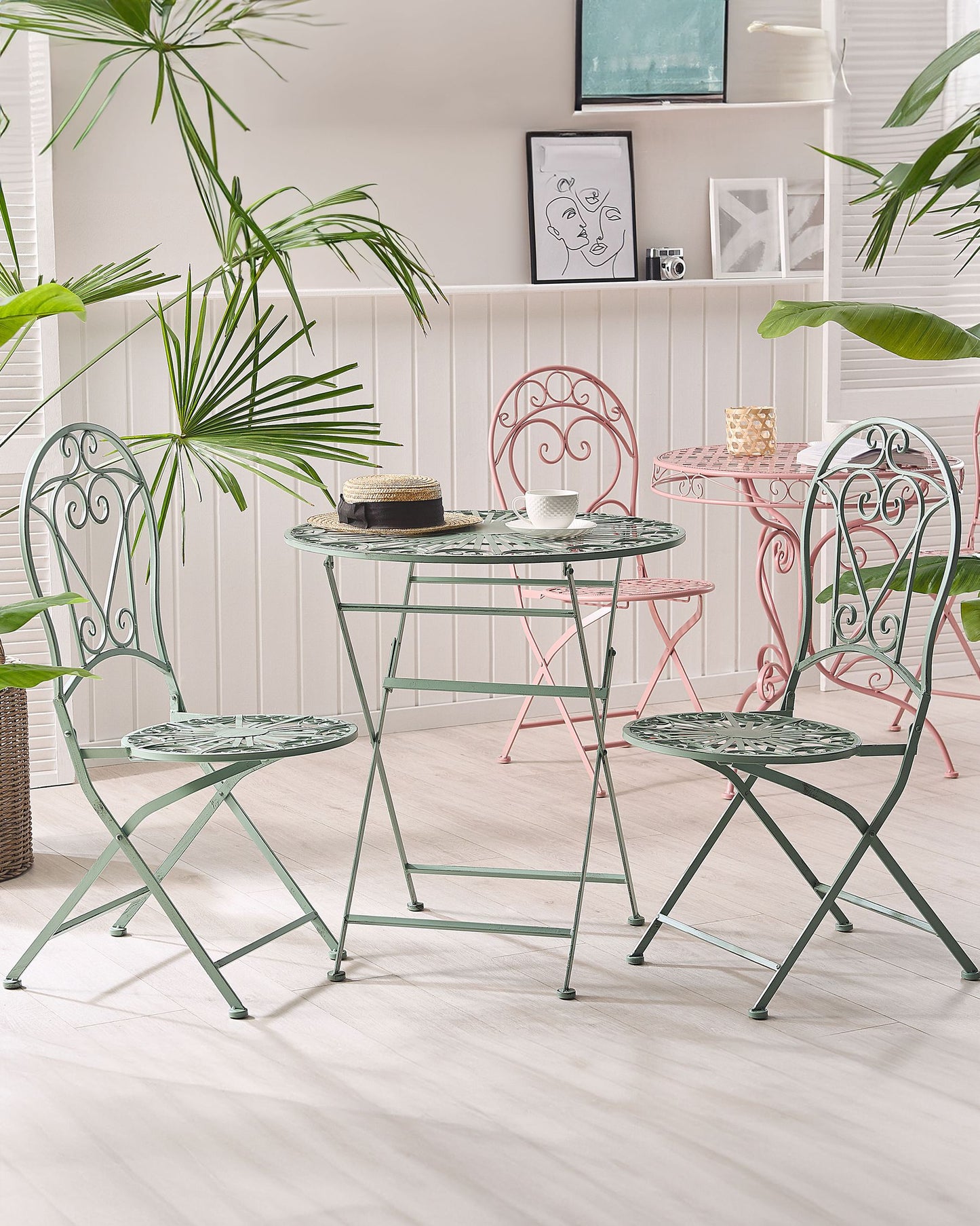 Set of 2 Garden Chairs TRENTO Metal Light Green