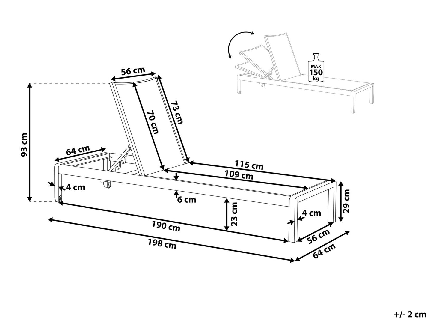 Aluminium Reclining Sun Lounger White FOSSATO