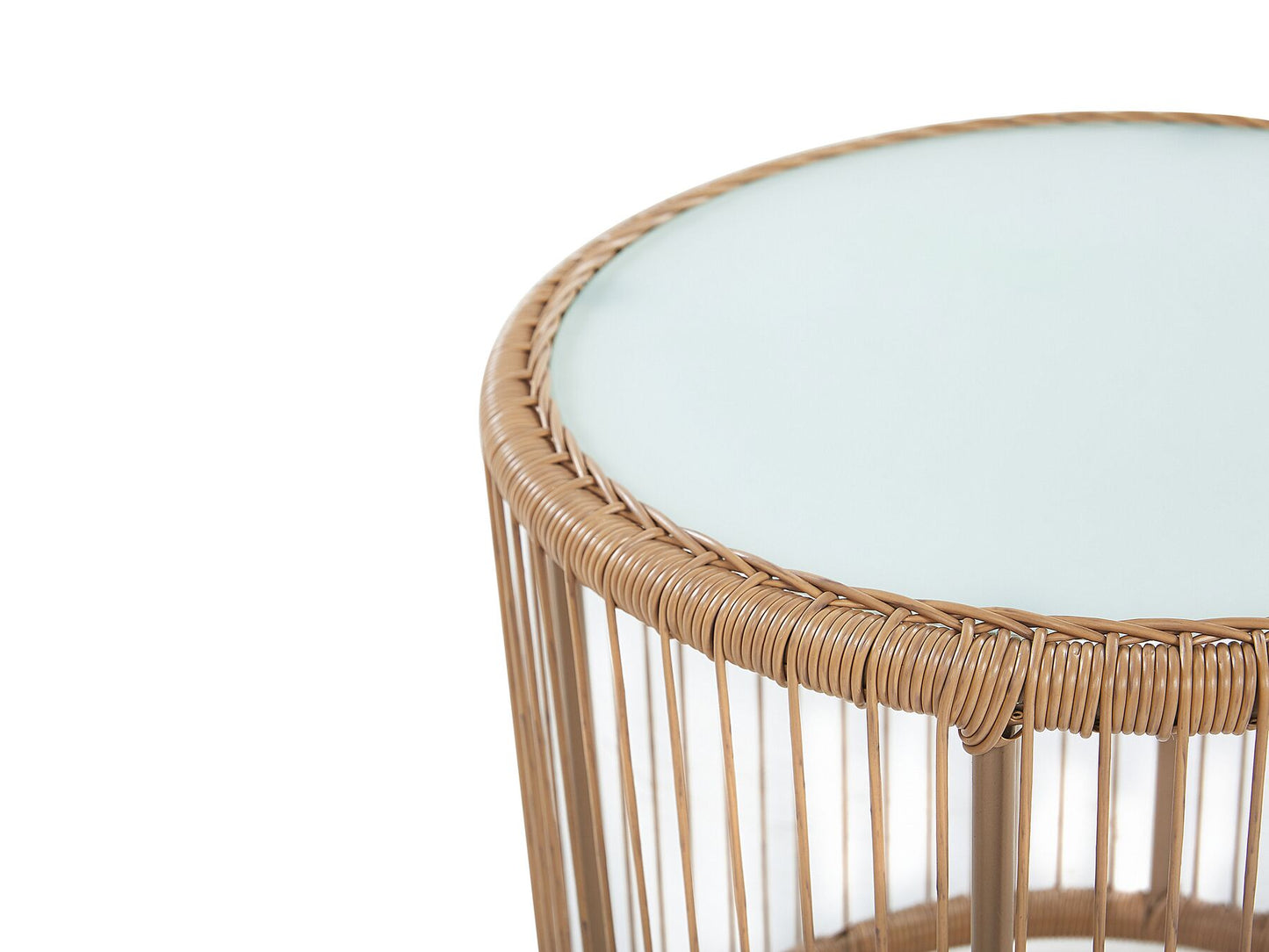 Bistro Set with Cushions LABICO PE Rattan Light Brown