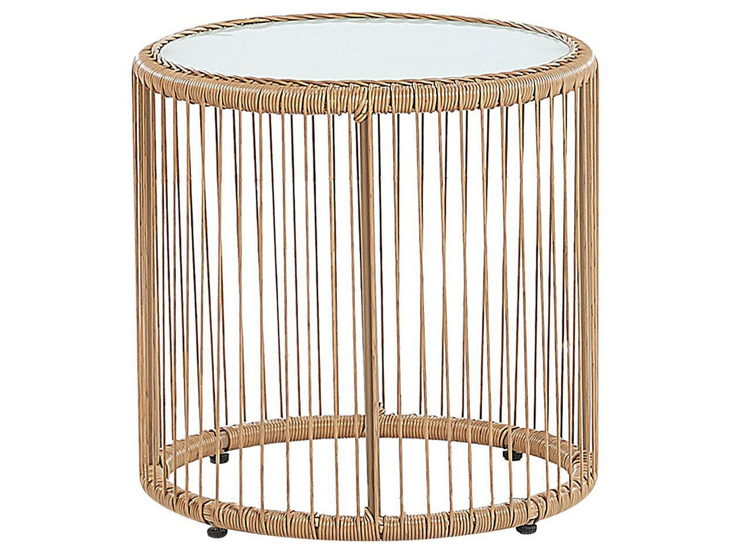 Bistro Set with Cushions LABICO PE Rattan Light Brown