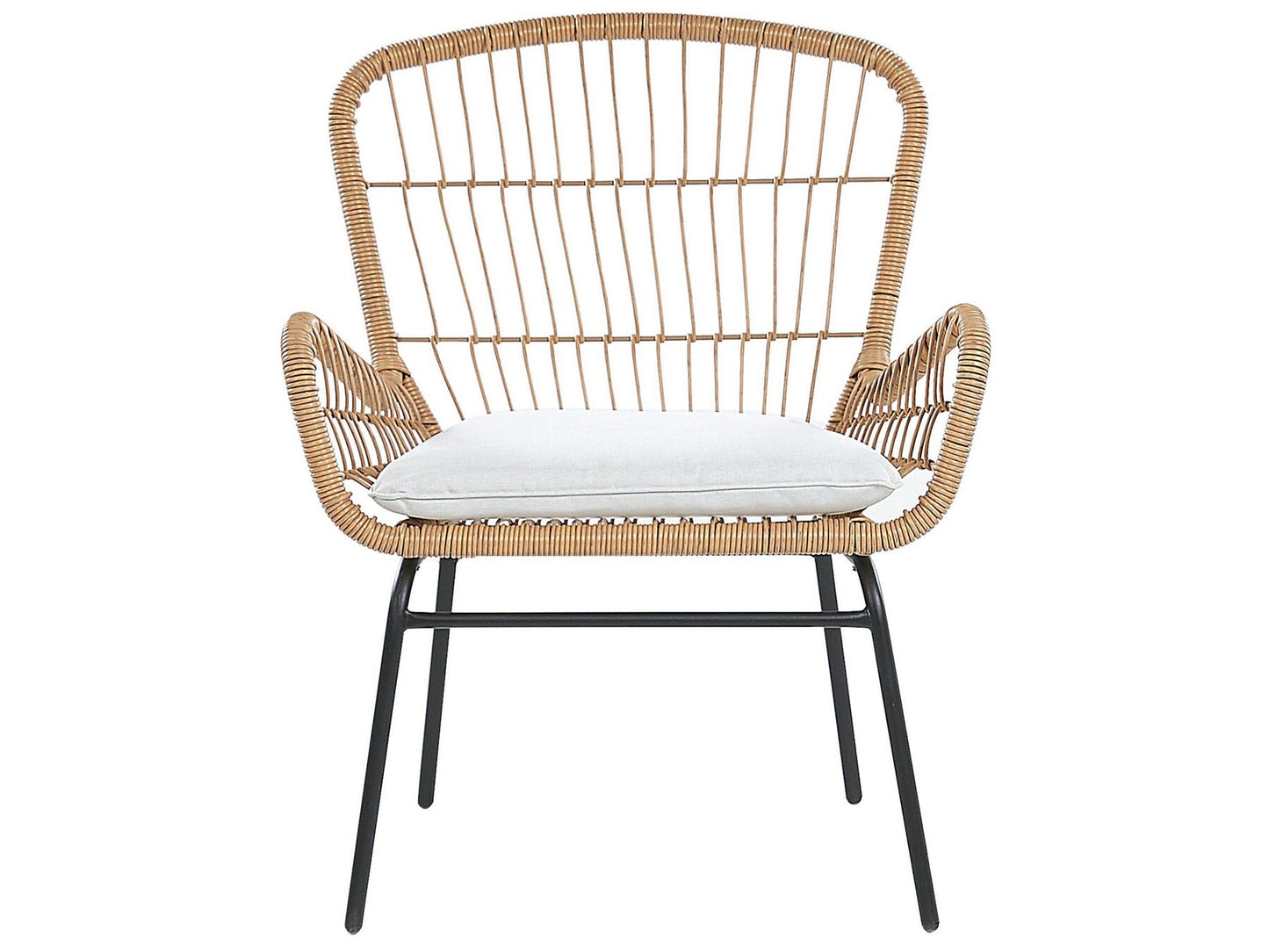 Bistro Set with Cushions LABICO PE Rattan Light Brown
