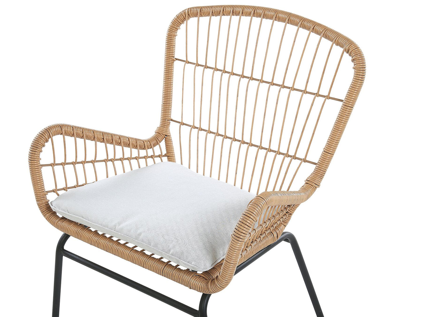 Bistro Set with Cushions LABICO PE Rattan Light Brown