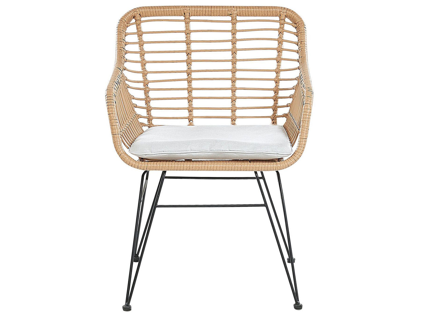 Bistro Set with Cushions TRESTINA PE Rattan Light Brown
