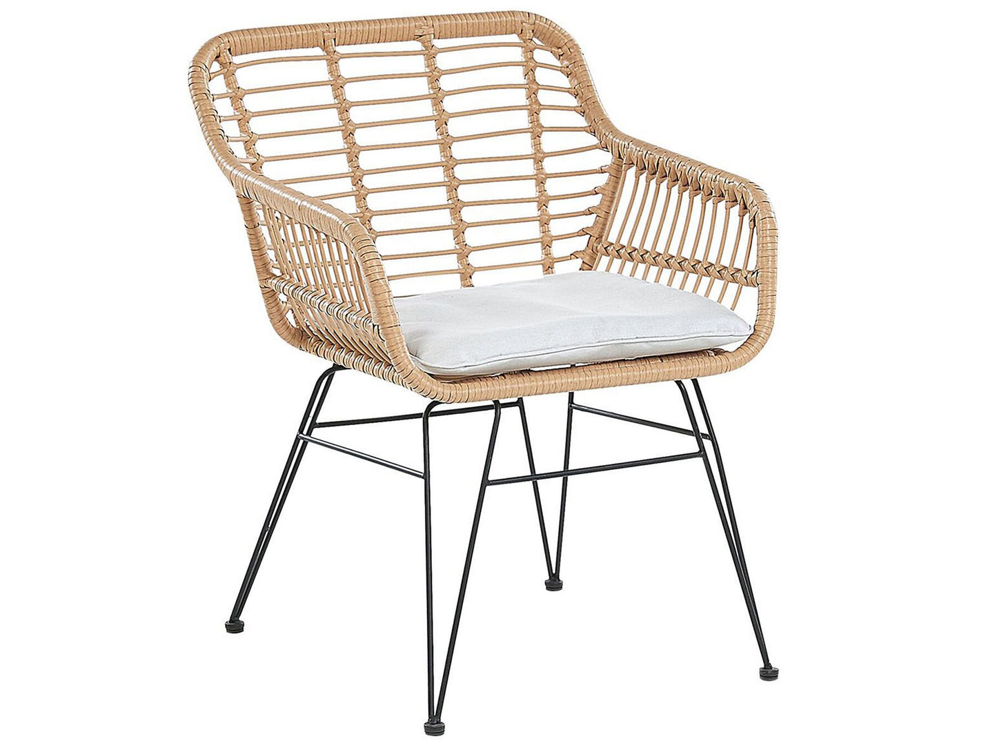 Bistro Set with Cushions TRESTINA PE Rattan Light Brown