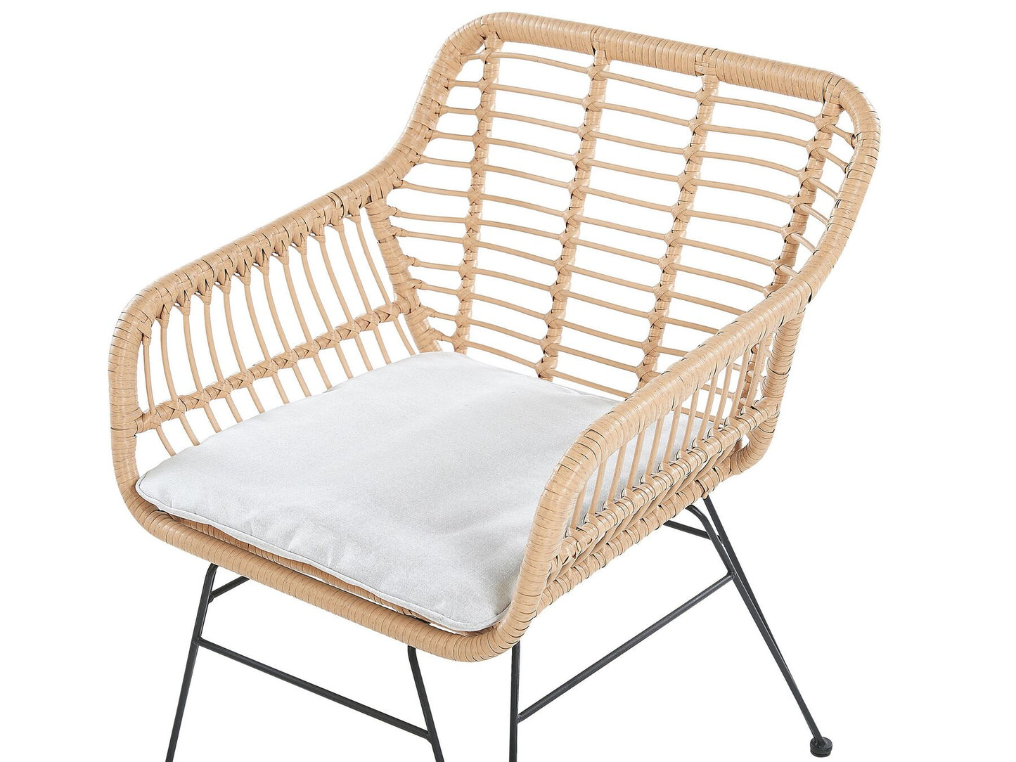 Bistro Set with Cushions TRESTINA PE Rattan Light Brown