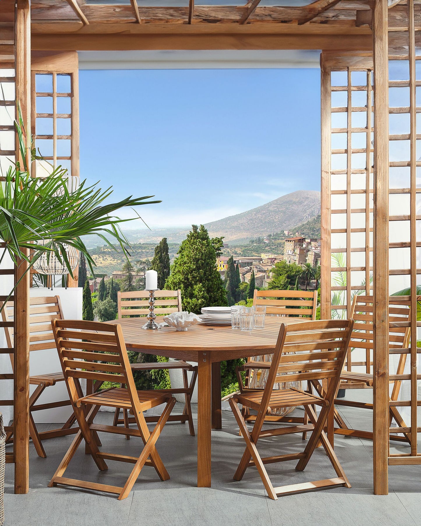 Set of 6 Garden Chairs TOLVE Acacia Wood Brown