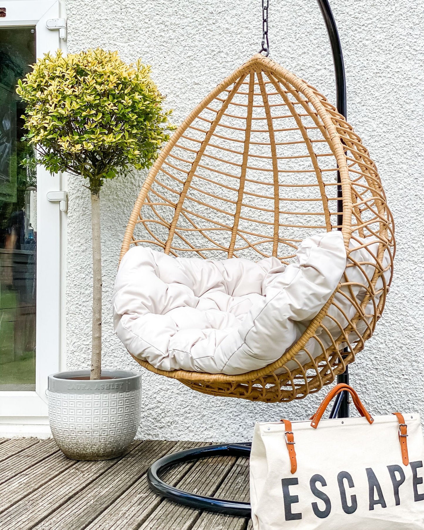 Hanging Chair with Stand ARSITA PE Rattan Natural