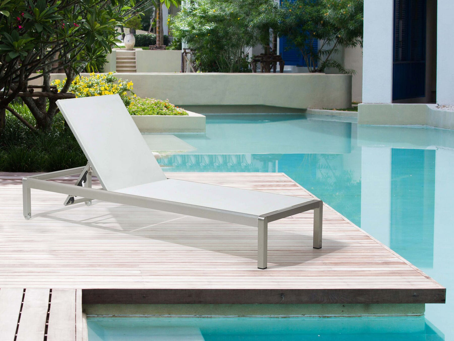 Aluminium Reclining Sun Lounger White FOSSATO