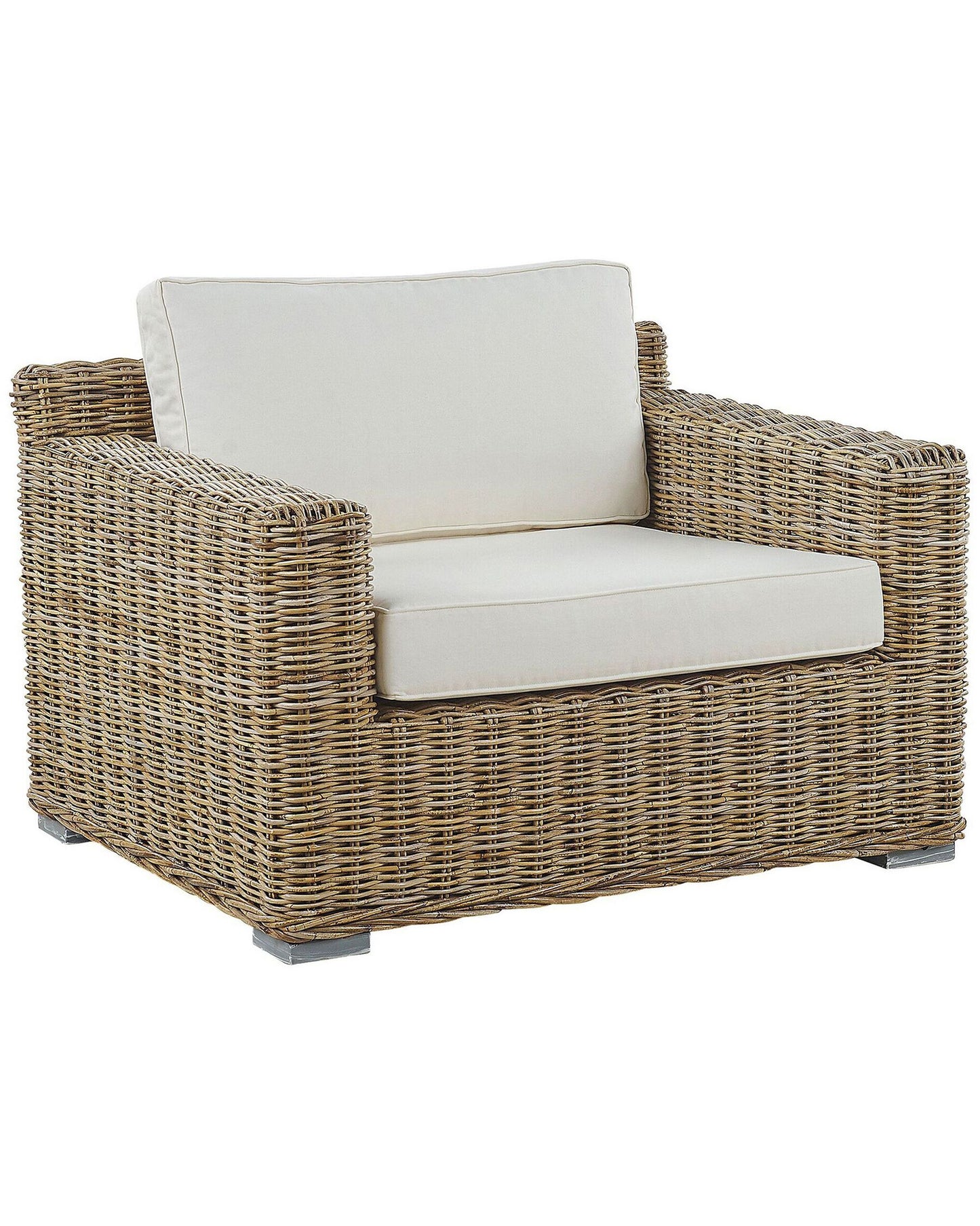 Set of 2 Garden Armchairs Rattan Light Brown