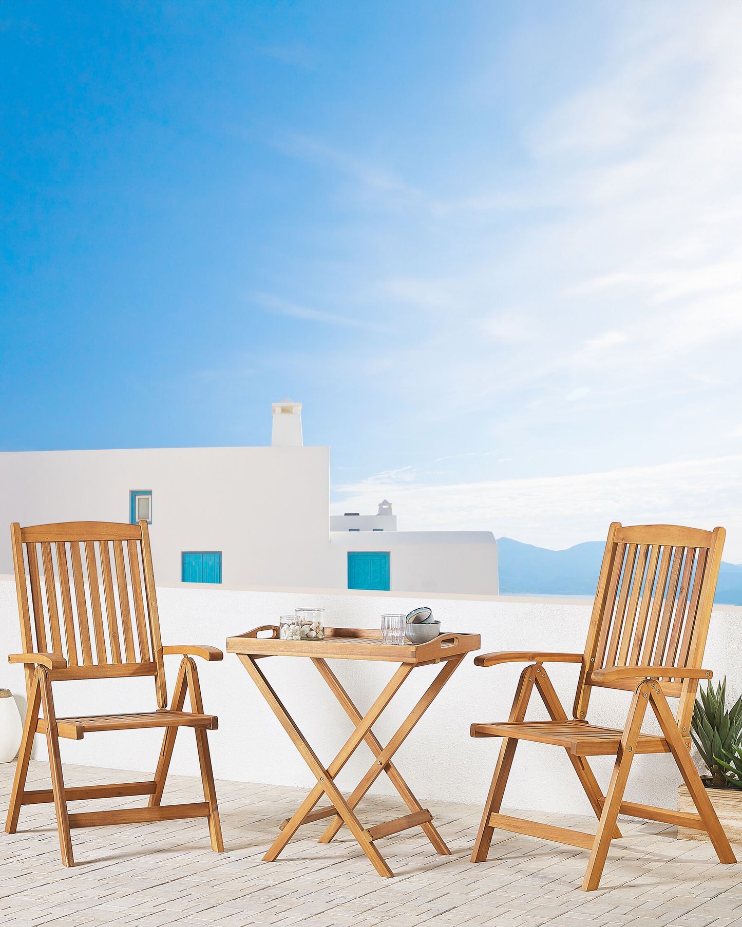 Set of 2 Garden Chairs JAVA Acacia Wood Light Brown
