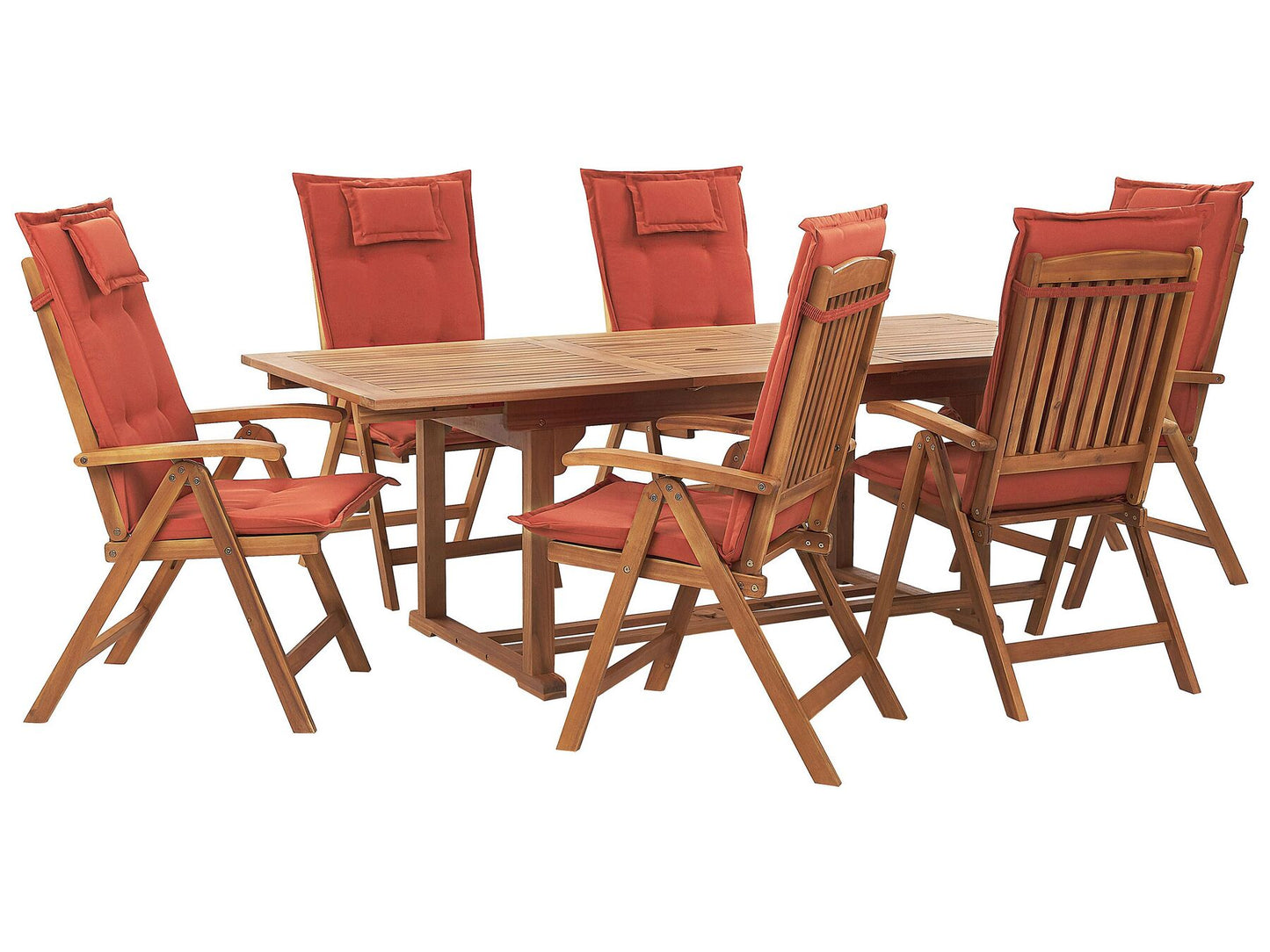 Garden Dining Set 6 Seater JAVA with Cushions Acacia Wood Dark Red