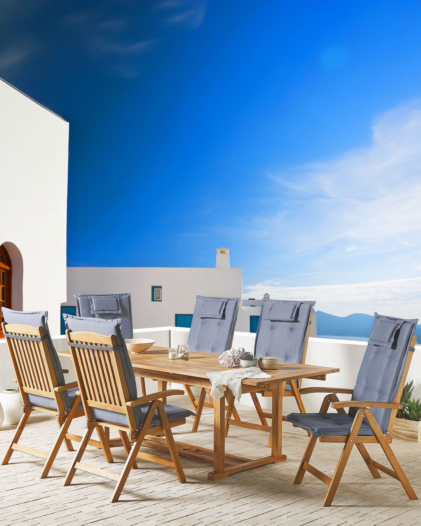 Set of 6 Garden Chairs JAVA Acacia Wood Light Brown