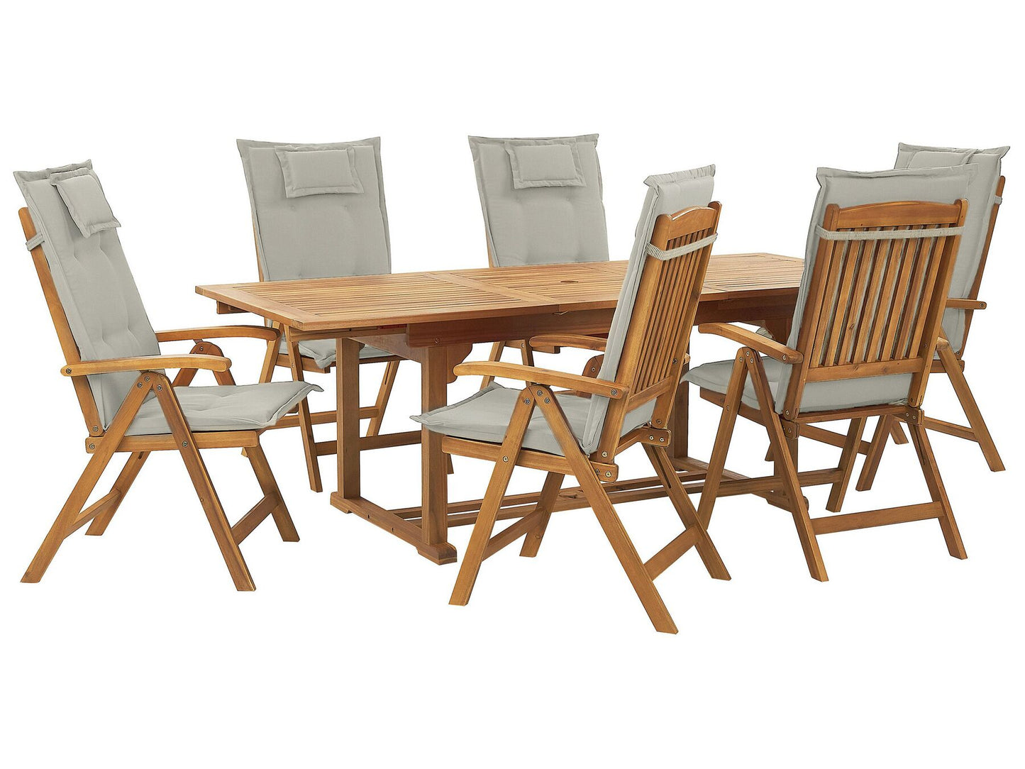 Garden Dining Set 6 Seater JAVA with Cushions Acacia Wood Taupe