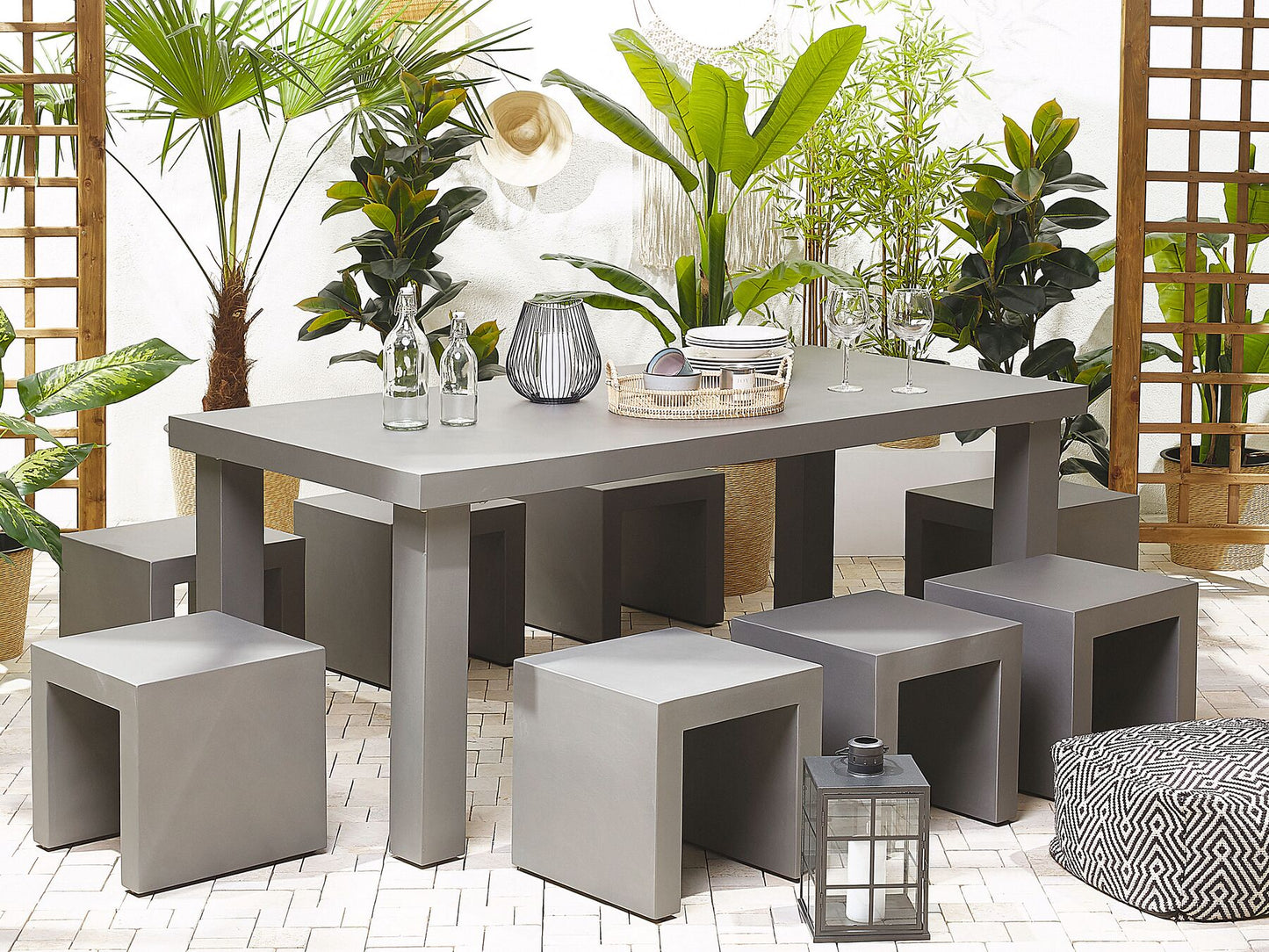 Garden Dining Set with Stools 6 Seater TARANTO Concrete Grey