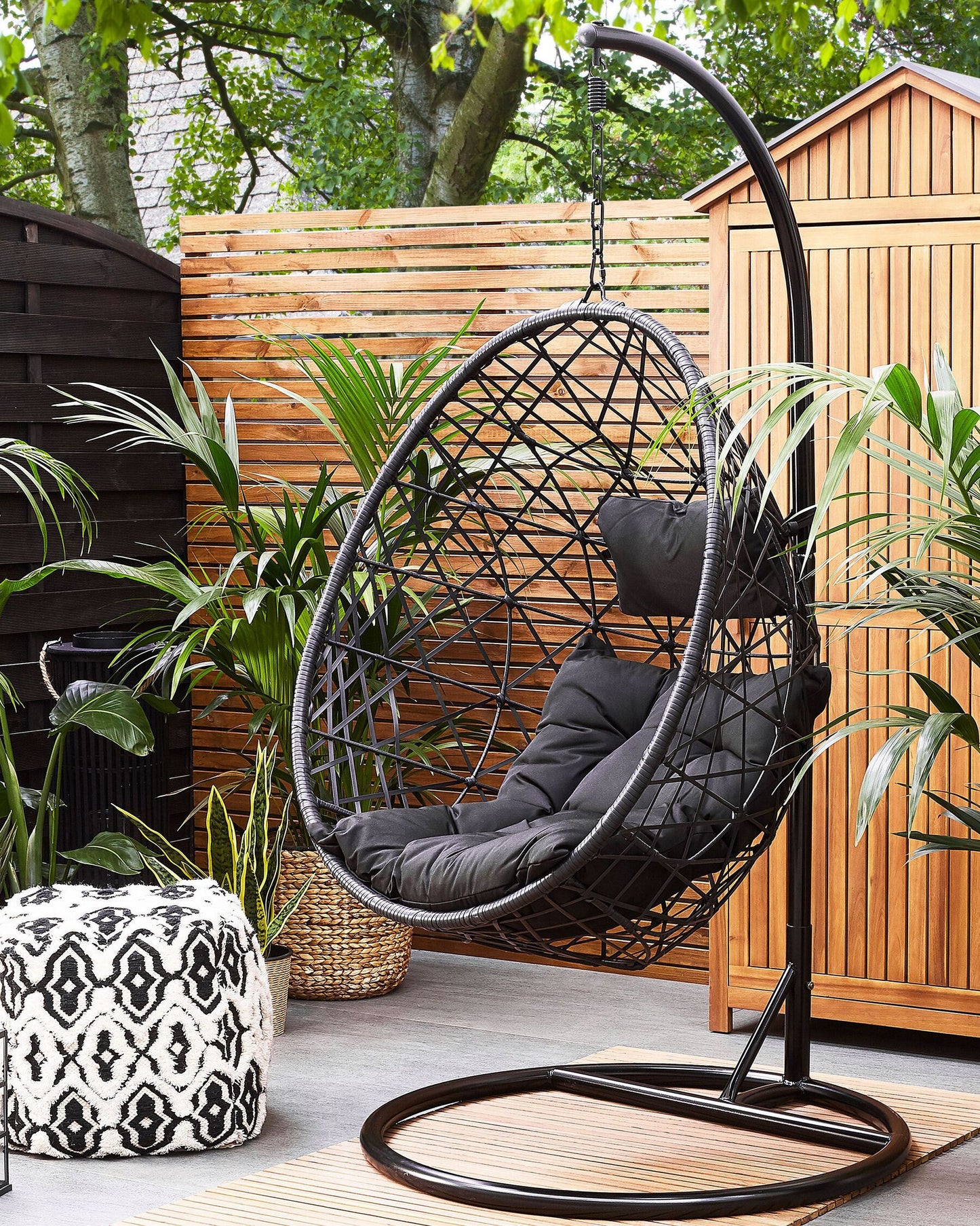 Hanging Chair with Stand ALATRI PE Rattan Black