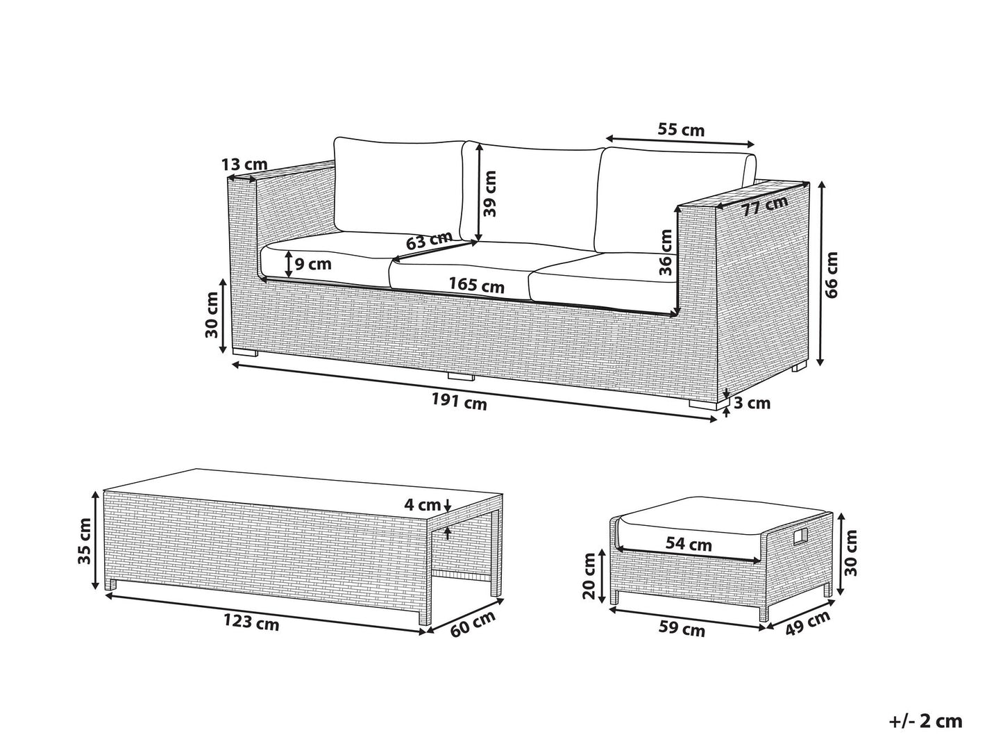 garden sofa 2 seater susua rattan natural