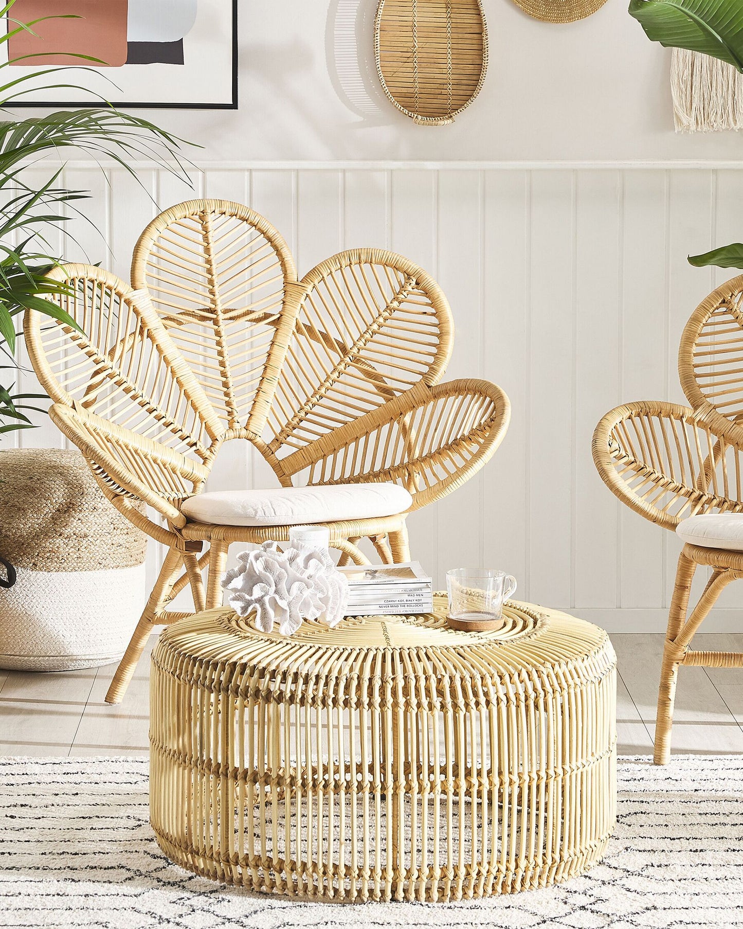 Set of 2 Peacock Chairs FLORENTINE Rattan Natural